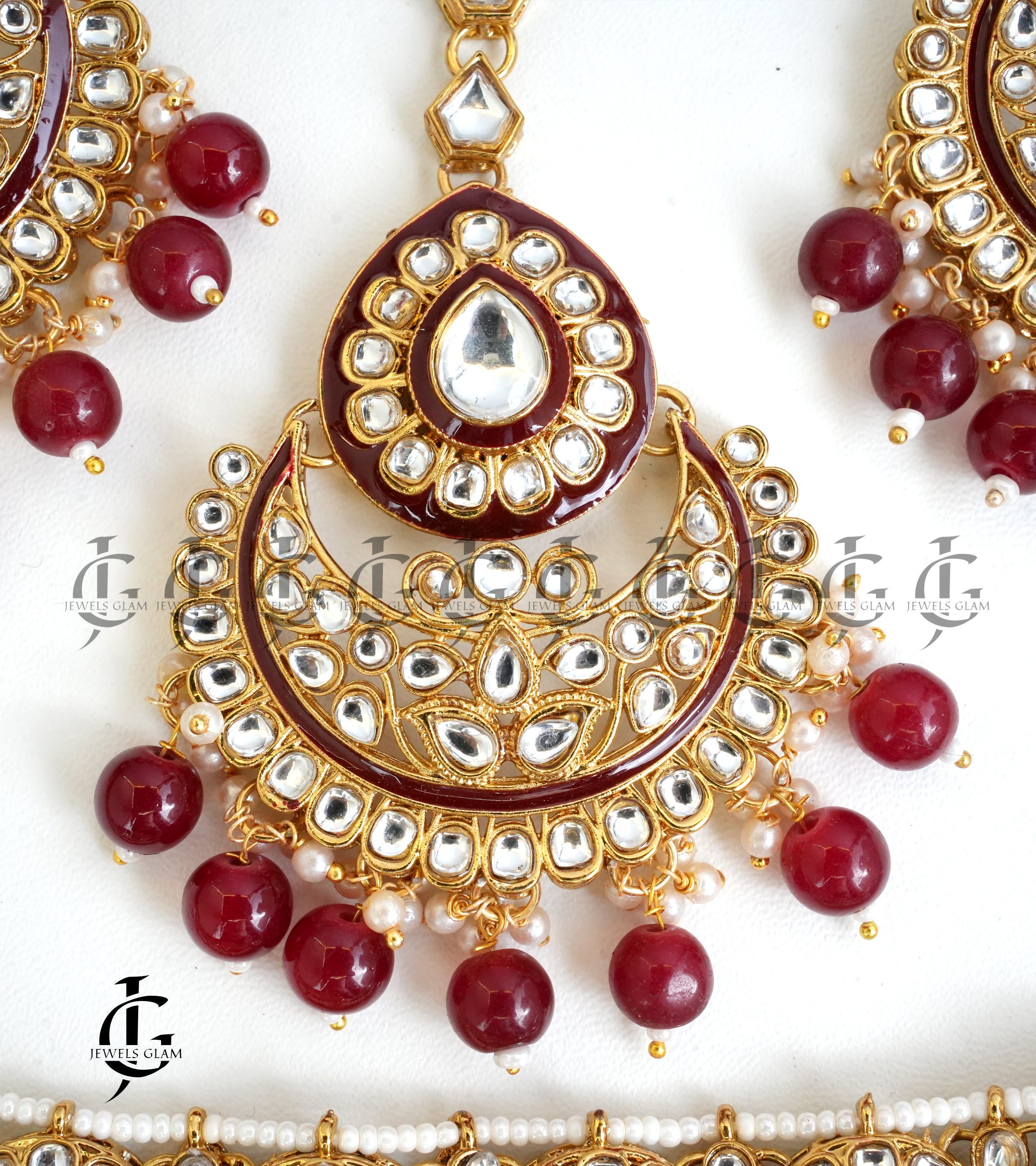 Emerald Pearl Kundan Bridal Jewelry Set