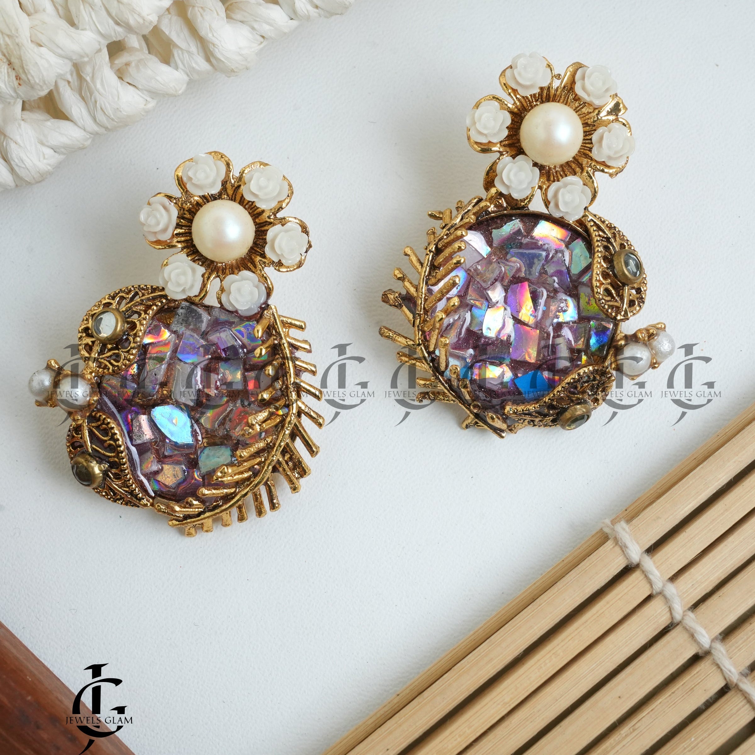 Iridescent Floral Elegance Earrings