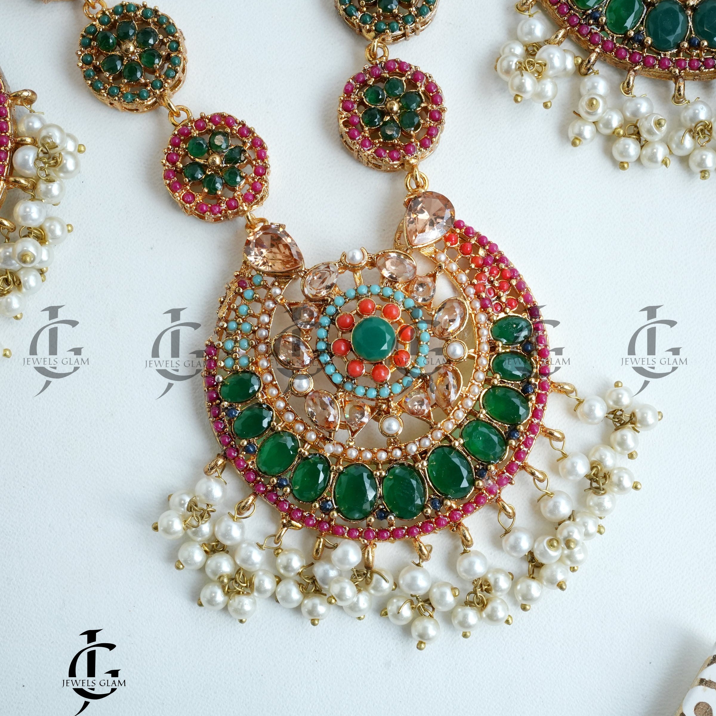 Multicolor Kundan-Encrusted Pearl Mala Set