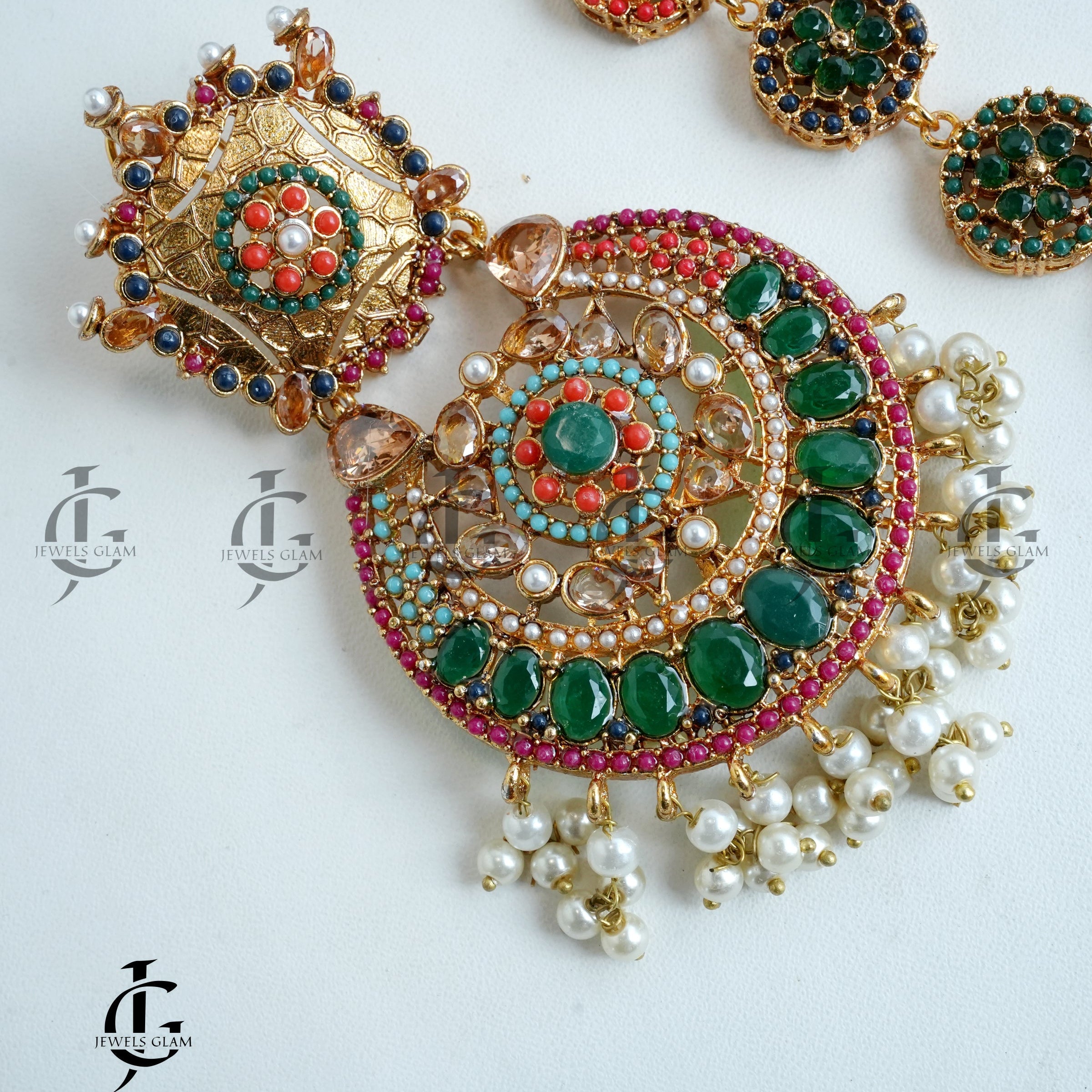 Multicolor Kundan-Encrusted Pearl Mala Set