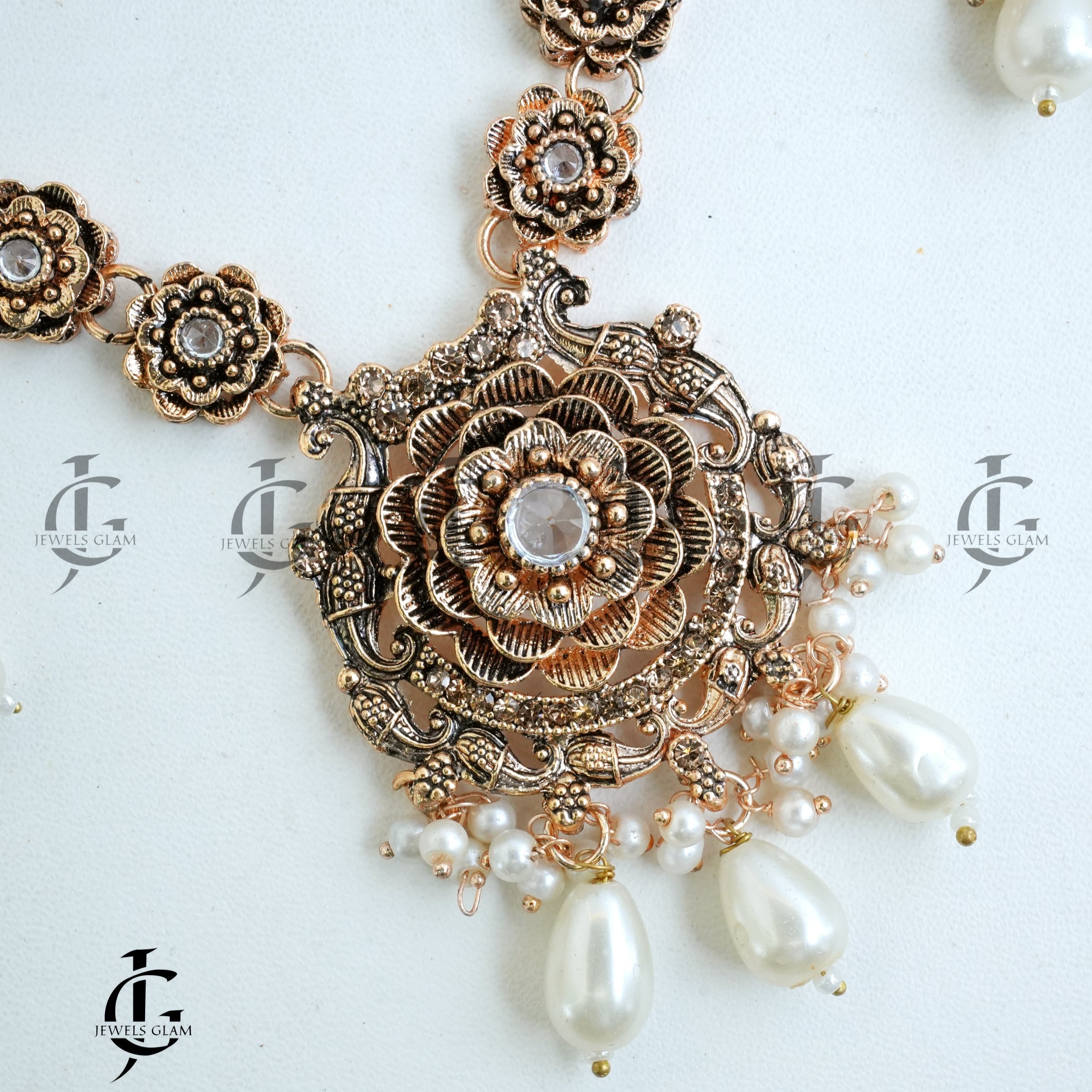 Floral Pearl Drop Mala Set
