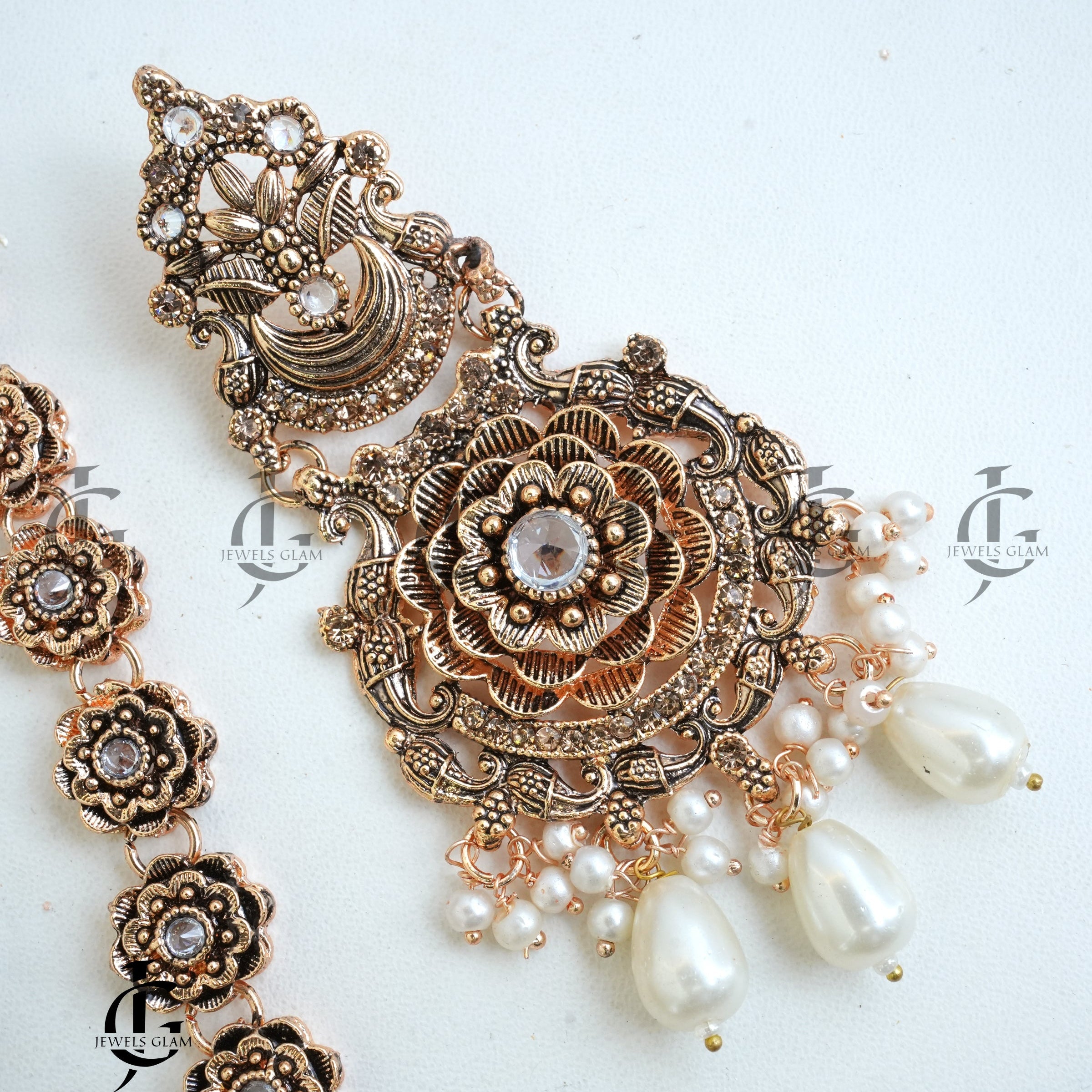 Floral Pearl Drop Mala Set