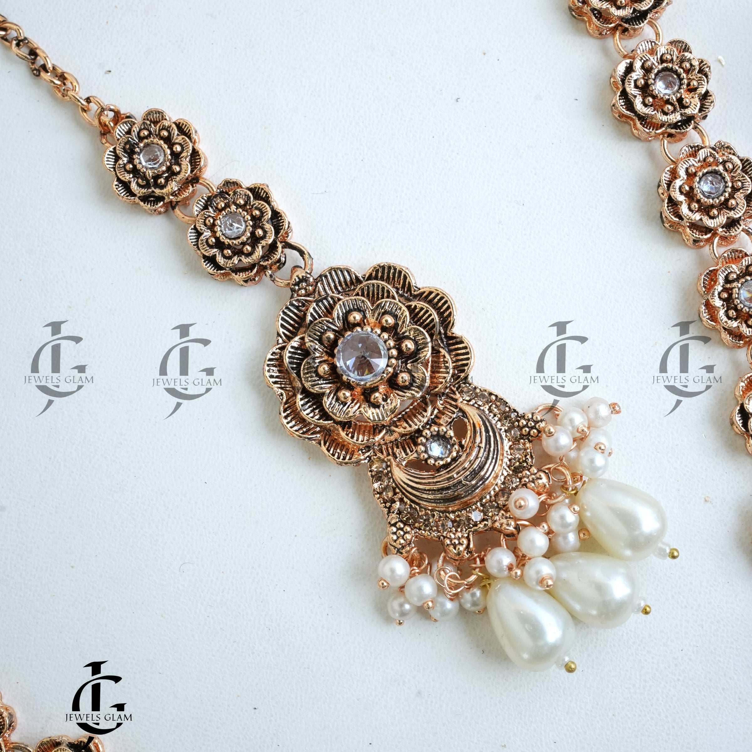 Floral Pearl Drop Mala Set