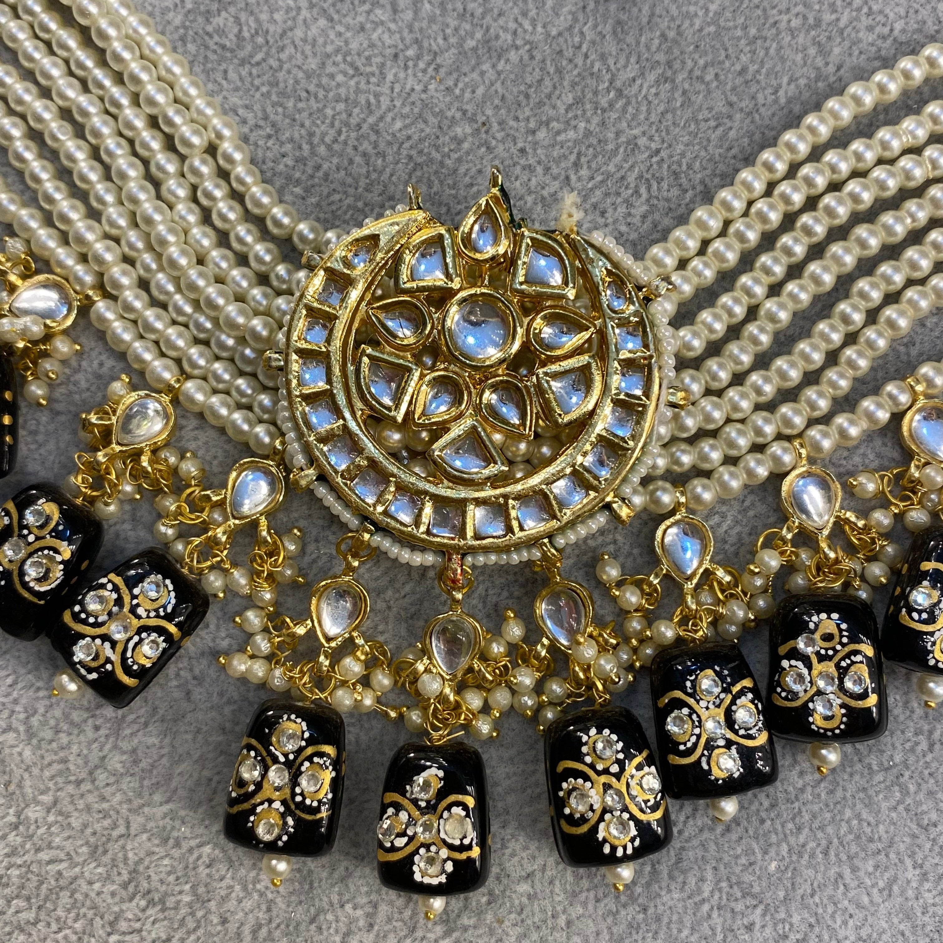 Black Onyx and Pearl Regal Bridal Jewelry Set