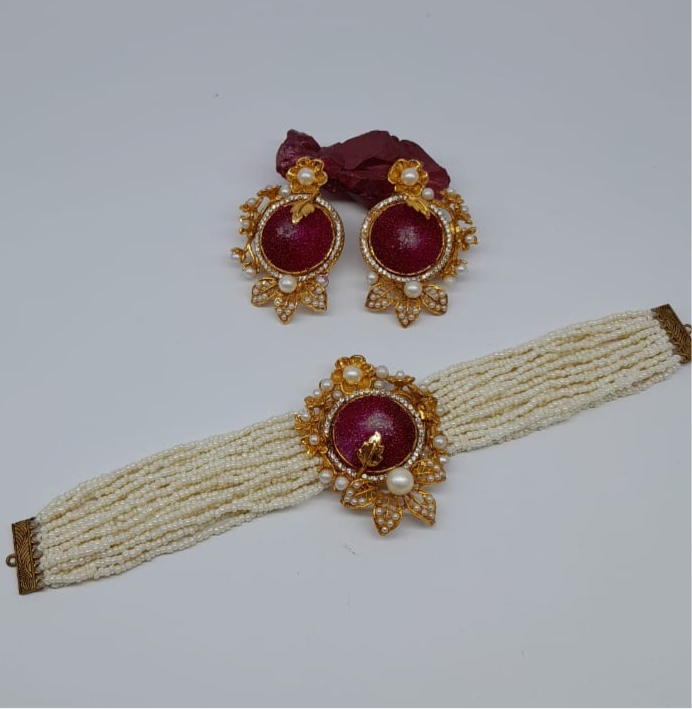 Regal Ruby Pearl Mala Set