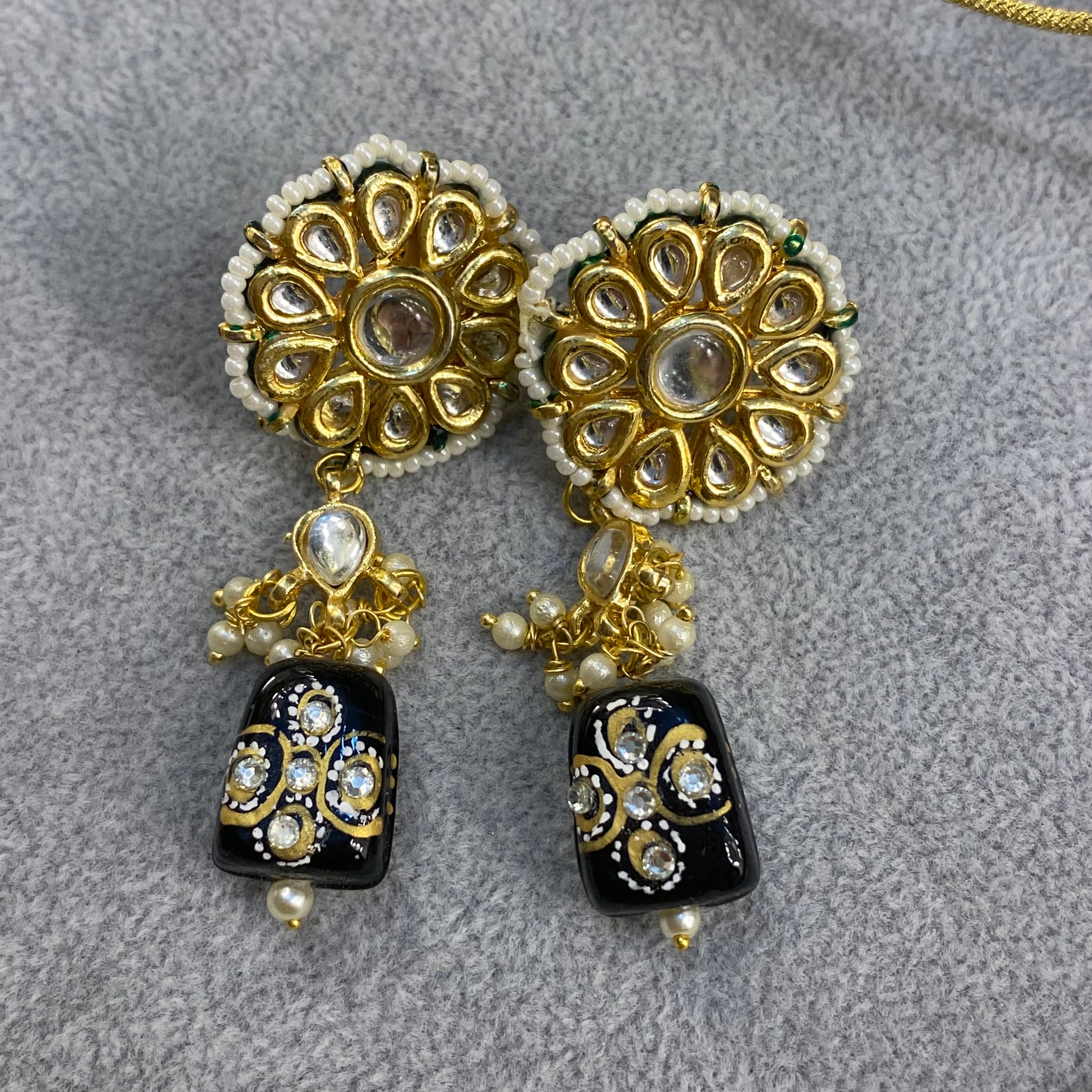 Black Onyx and Pearl Regal Bridal Jewelry Set