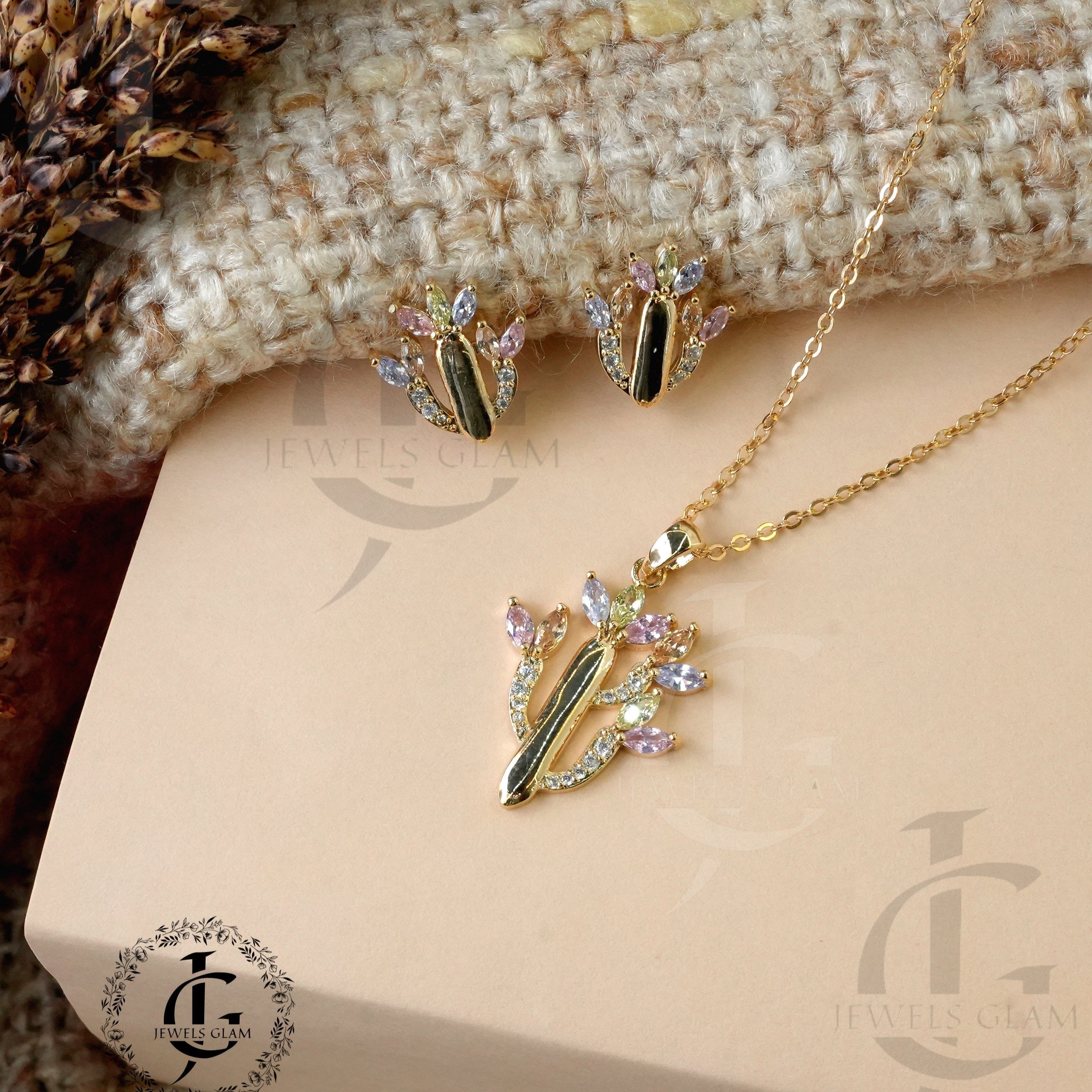 Vibrant Multicolor Tulip Jewelry Set