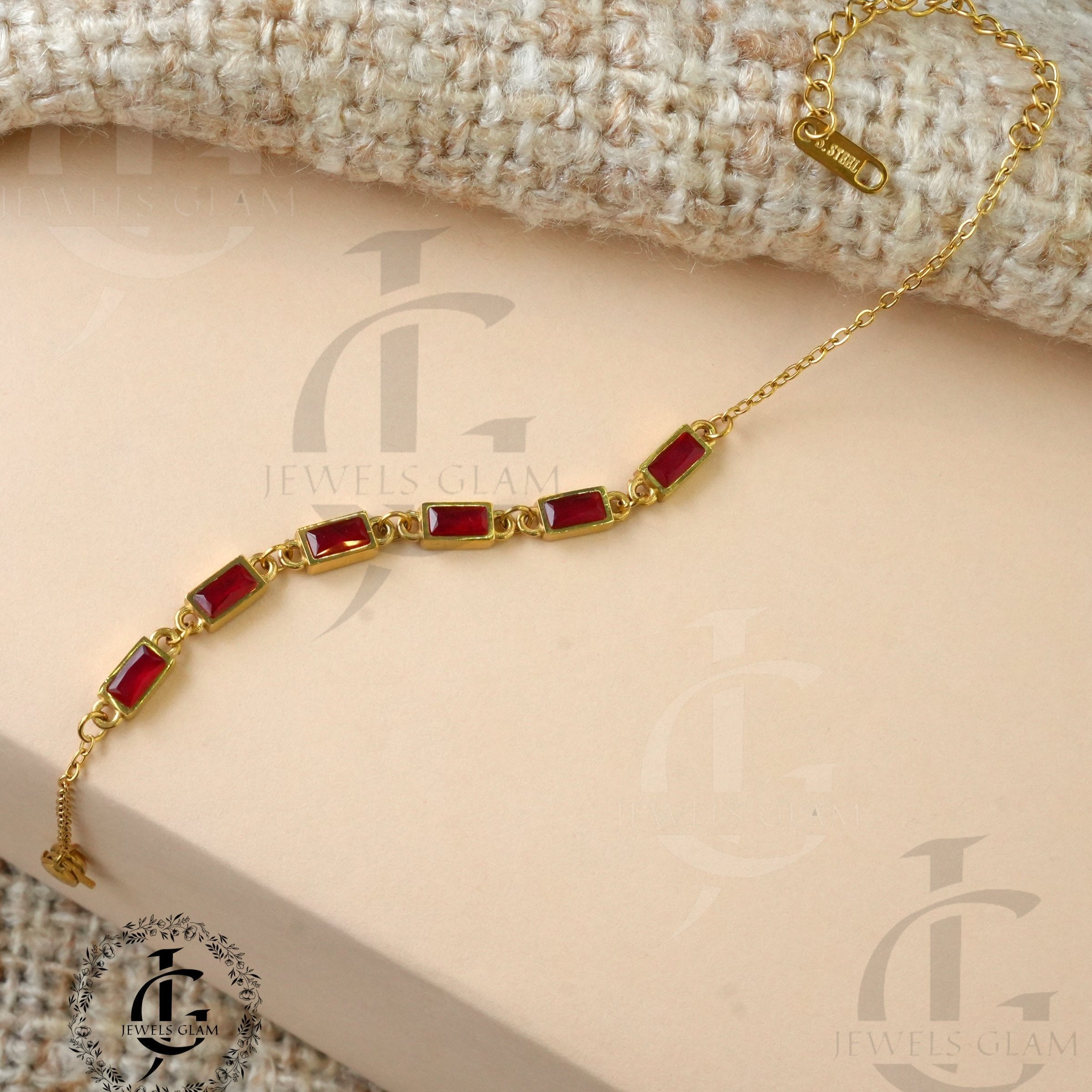 Ruby Red Elegance Chain Bracelet