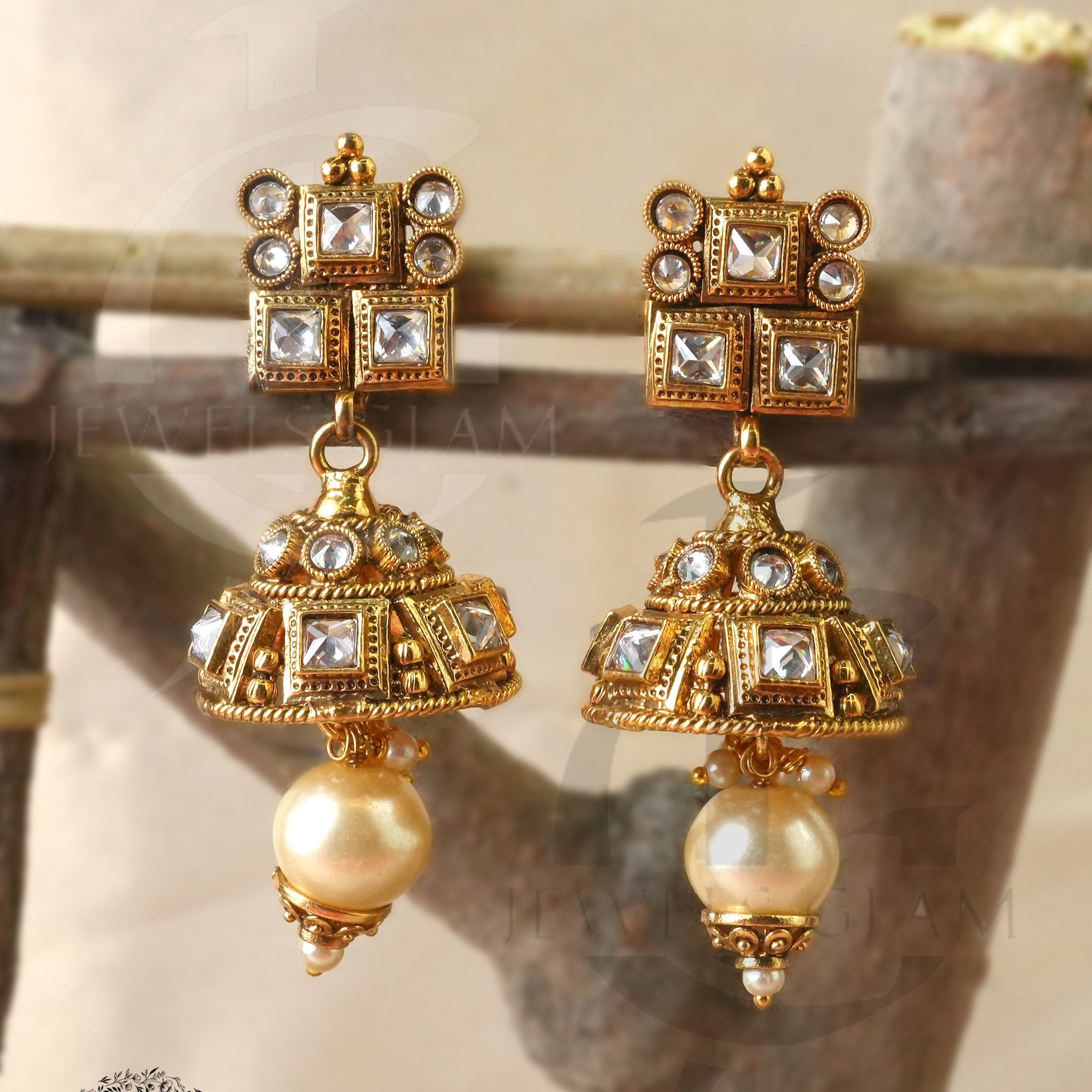 Multicolor Kundan Dome Jhumki Earrings