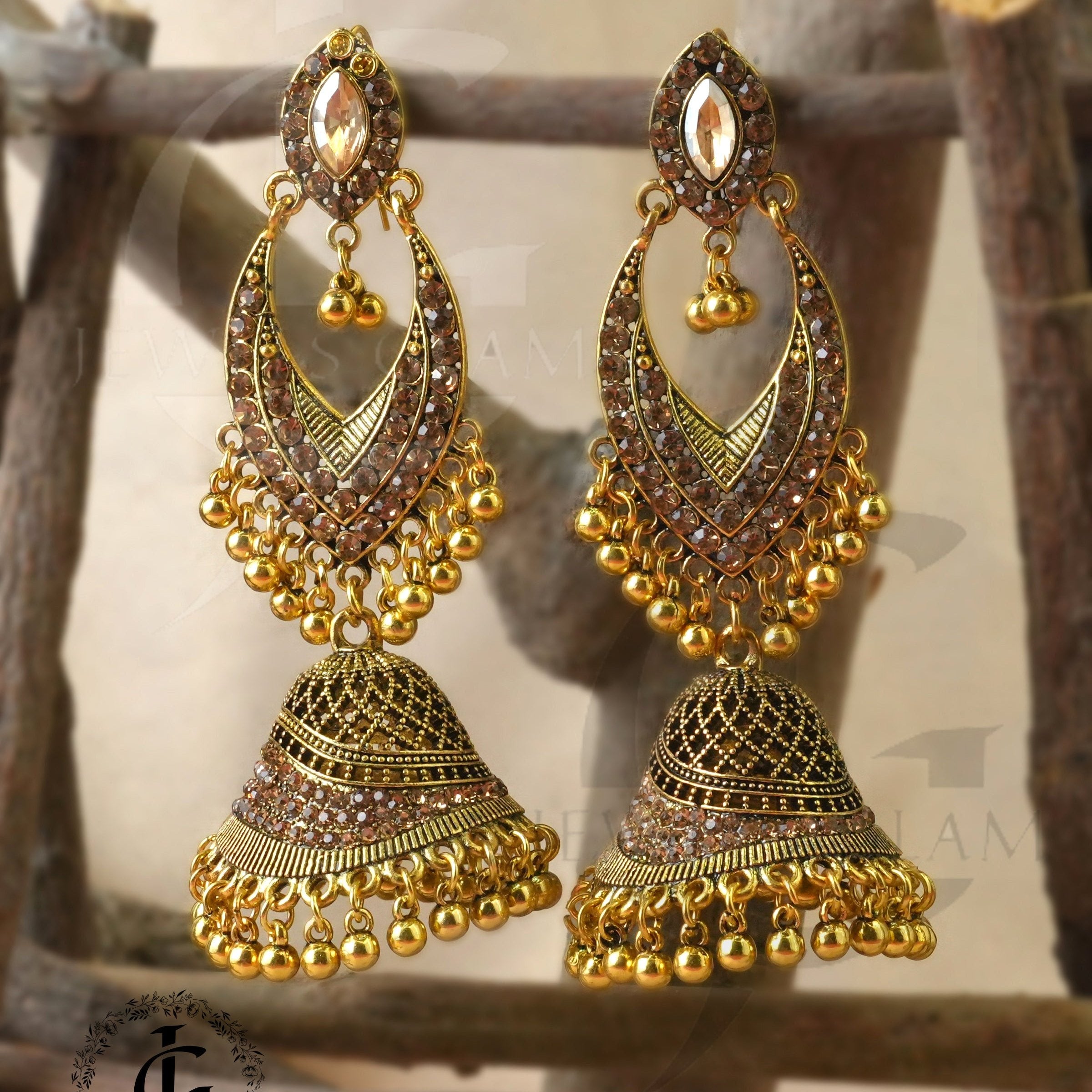 Royal Gold-Plated Layered Jhumki Earrings