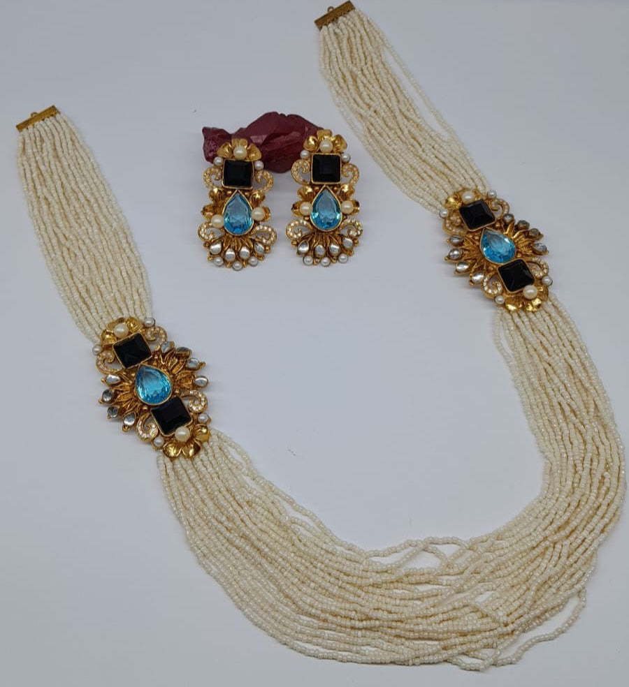 Royal Blue Elegance Pearl Mala Set