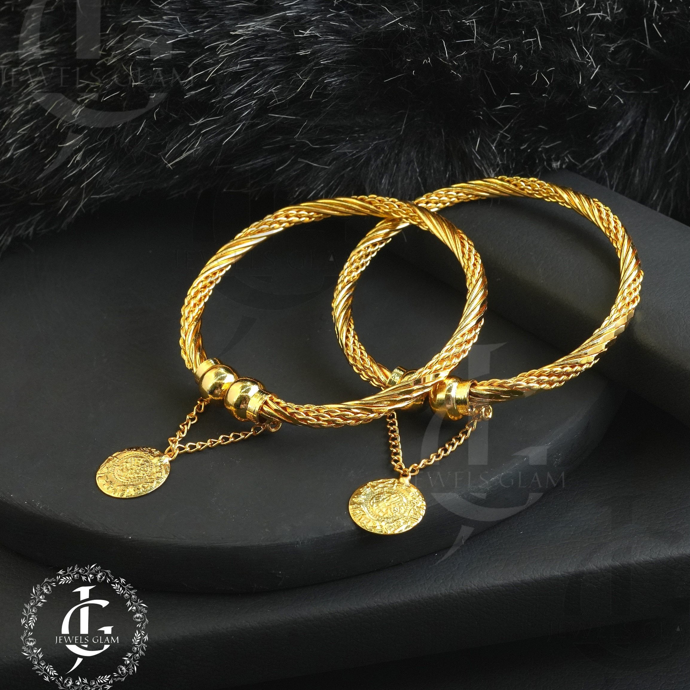 Elegant Gold-Plated Charm Bangles