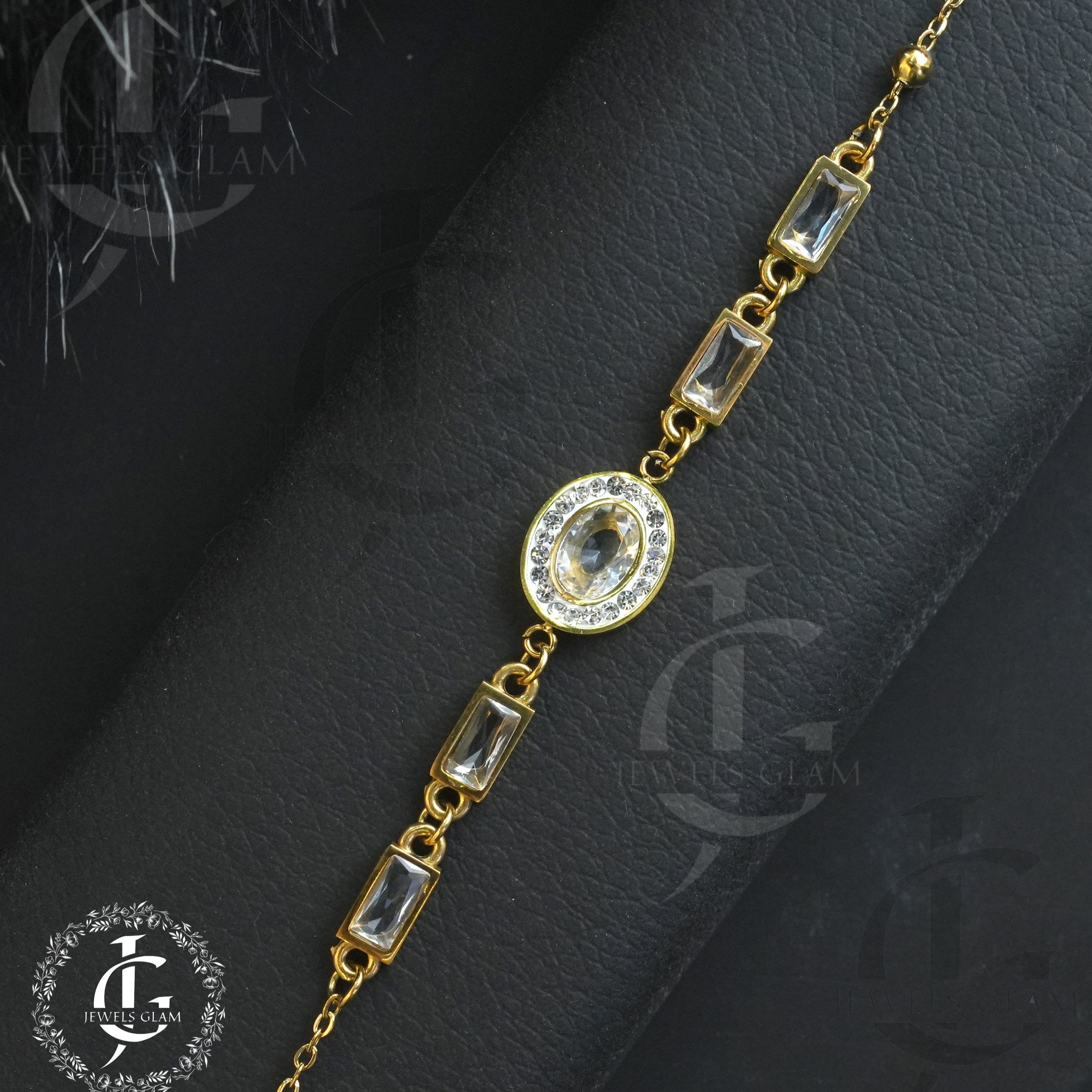 Radiant Gold Crystal Charm Bracelet