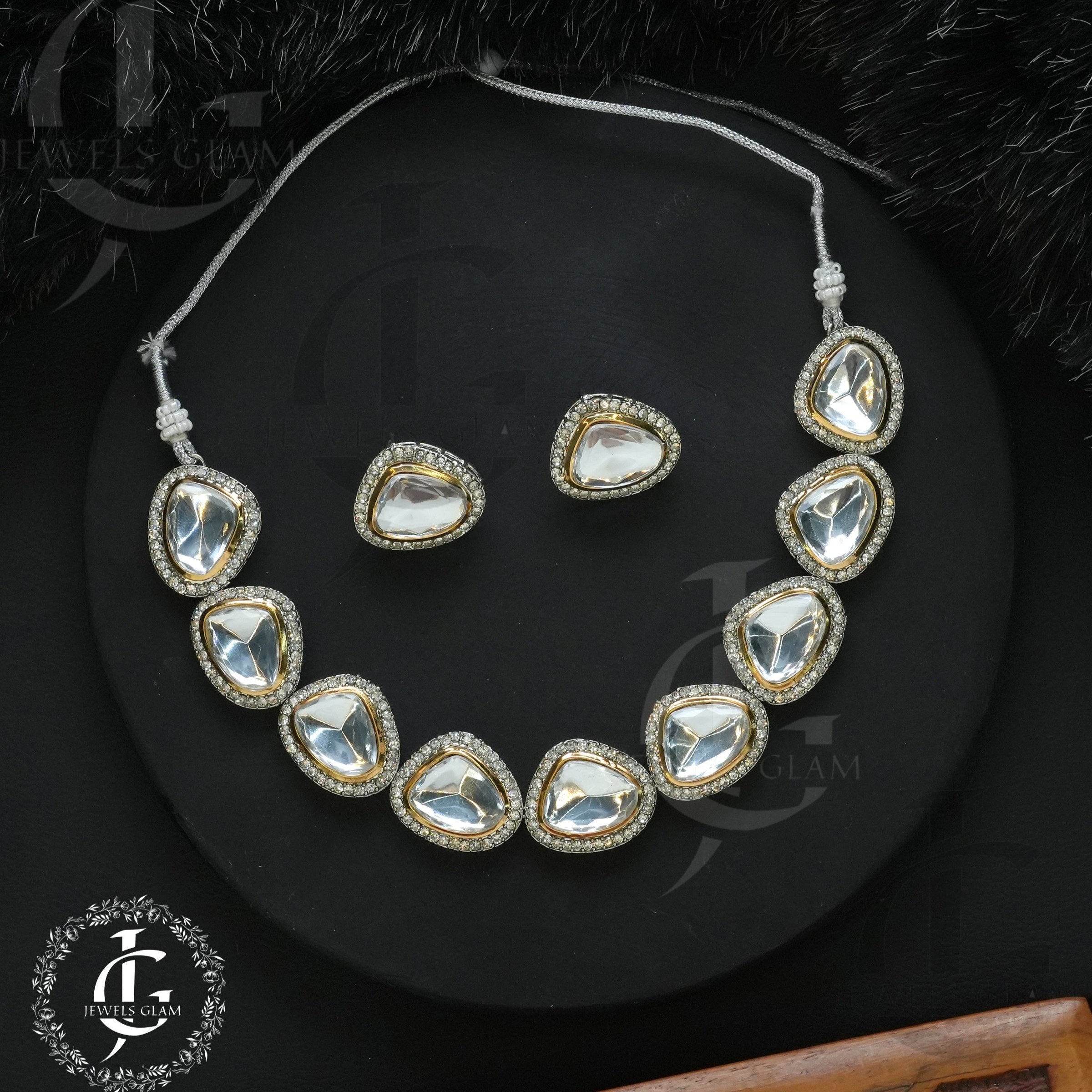 Silver Uncut Diamond Polki Set