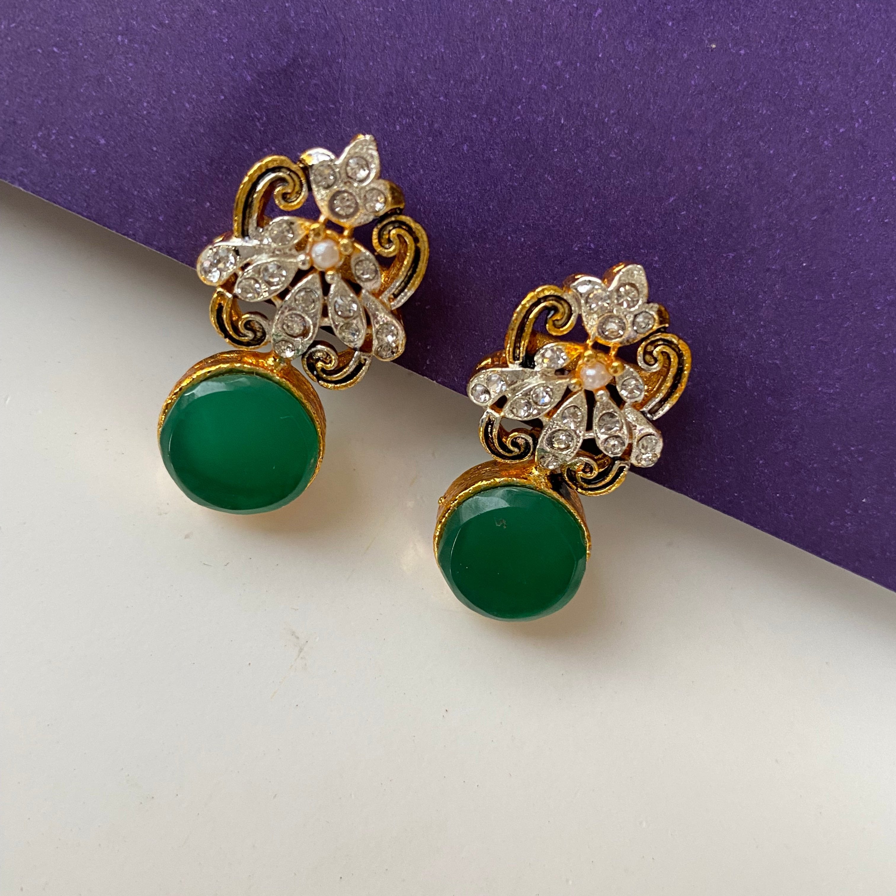 Dual-Tone Grace Stud Earrings