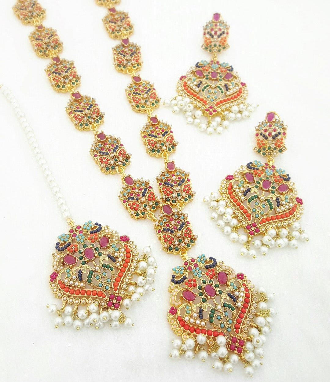 AD Mala Set with Earring and Tikka