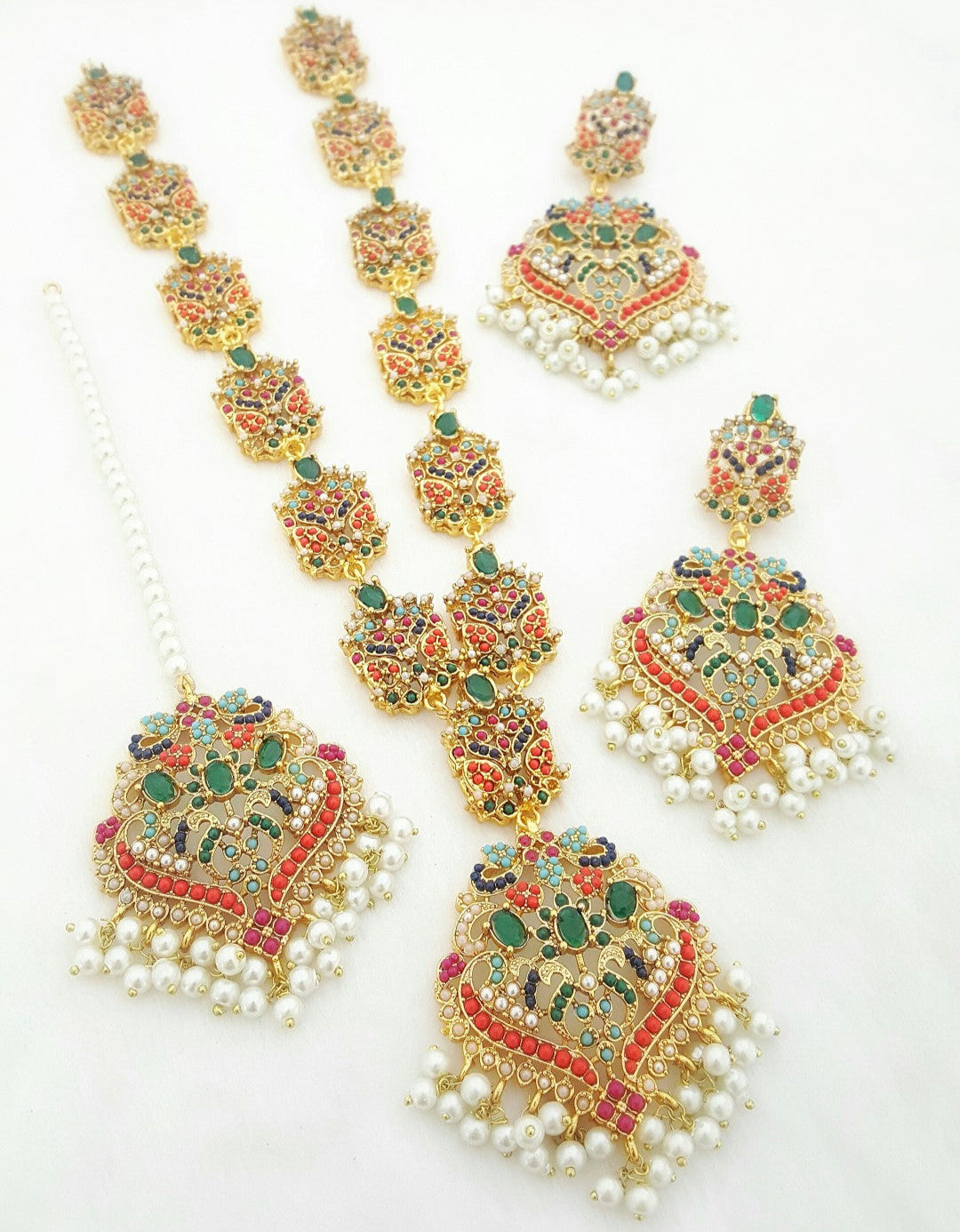 AD Mala Set with Earring and Tikka