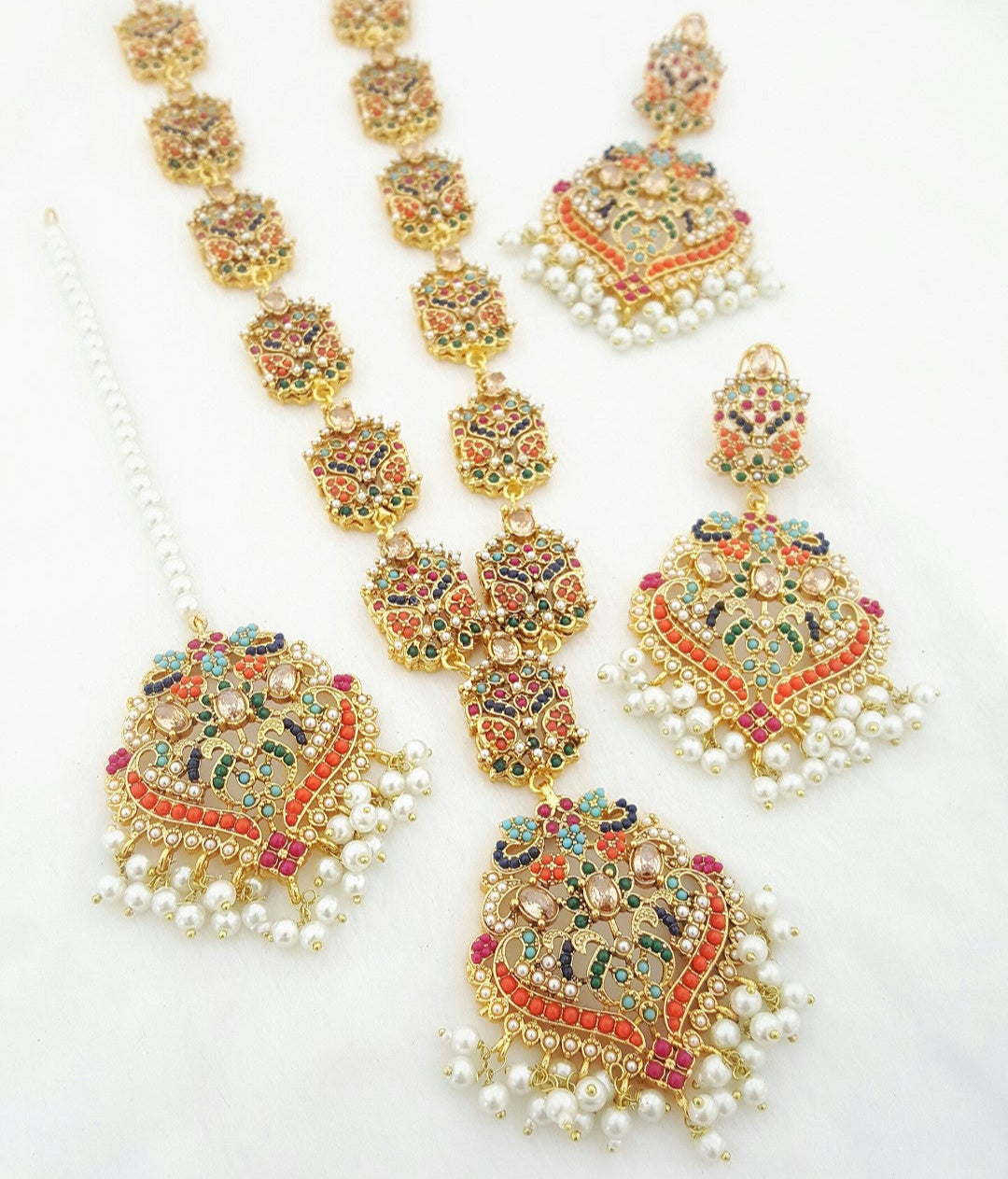 AD Mala Set with Earring and Tikka