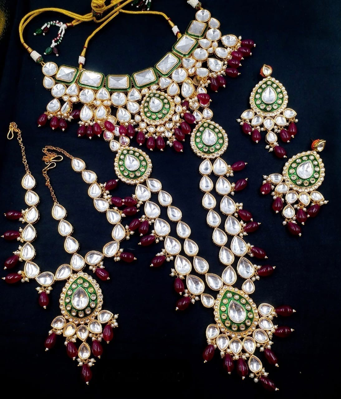 Maroon Polki Kundan Bridal Set