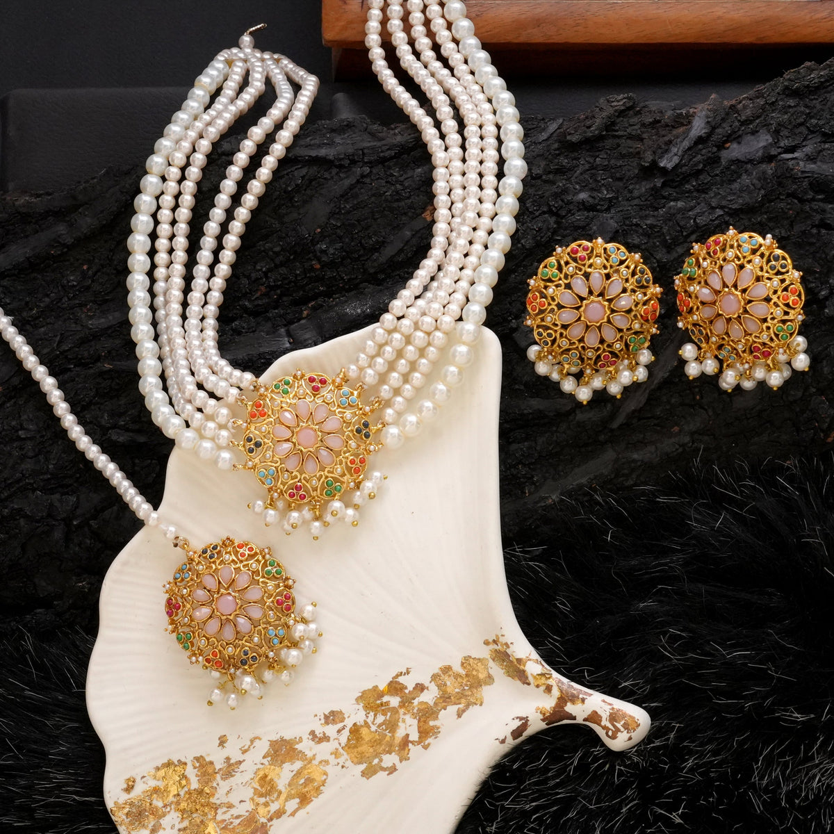 Nauratan Choker Set With Earrings and Tikka