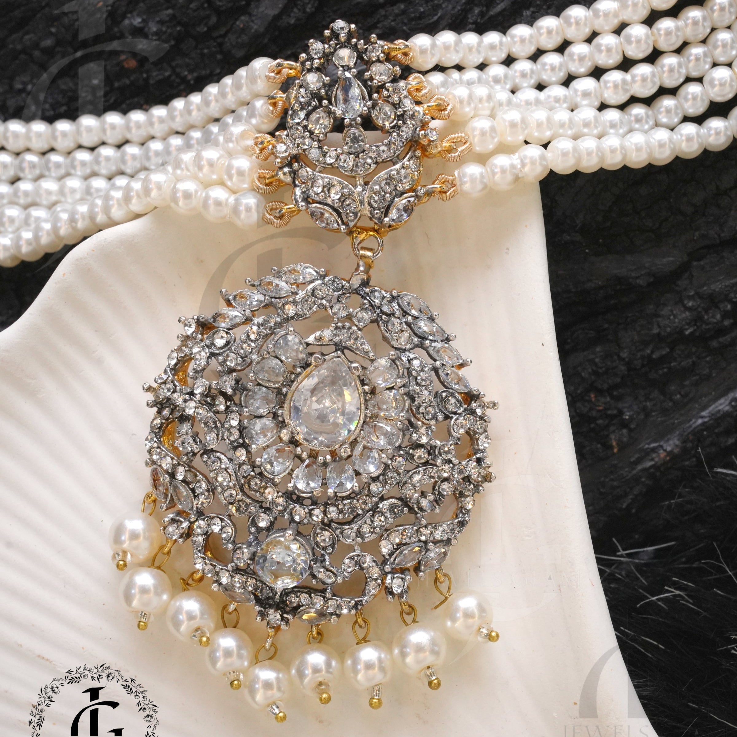 Studded Zircon Choker Set