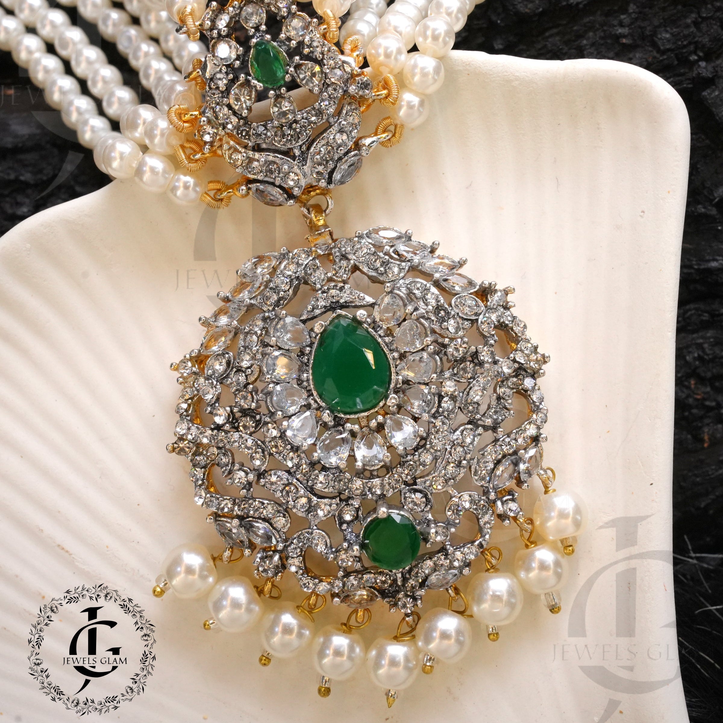 Studded Zircon Choker Set