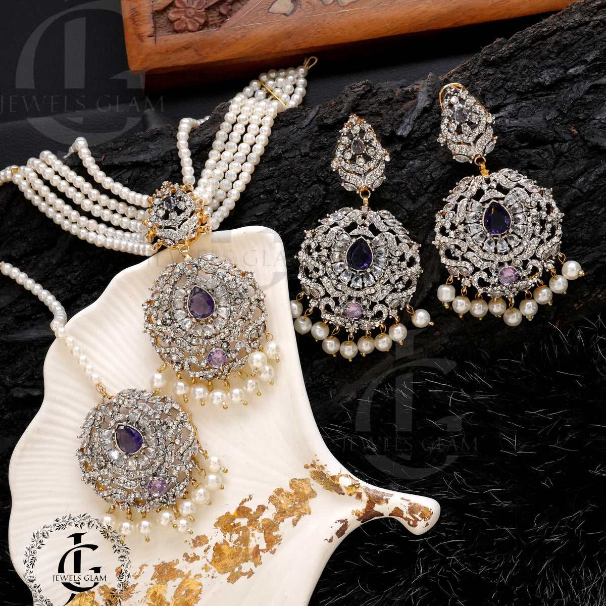 Studded Zircon Choker Set