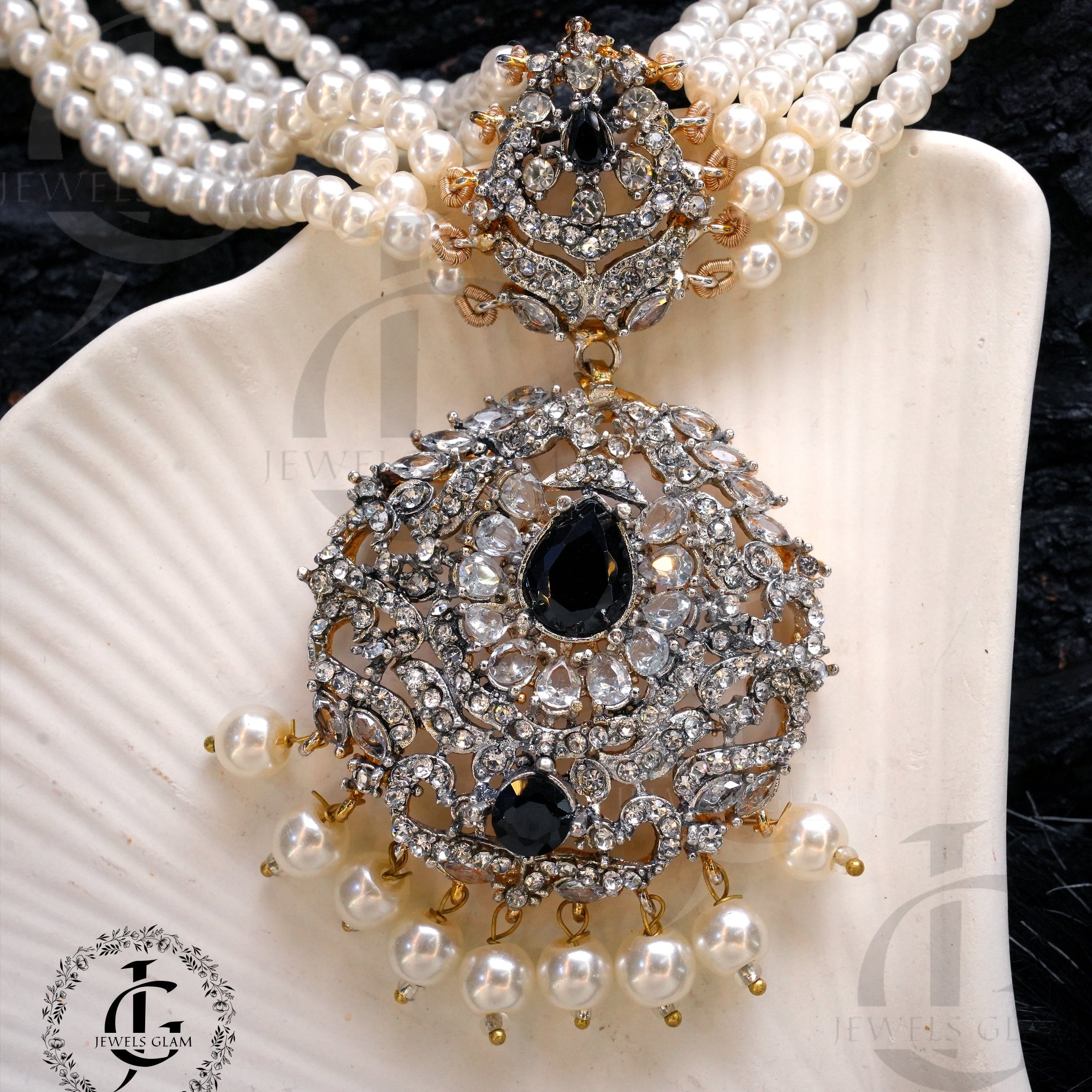 Studded Zircon Choker Set