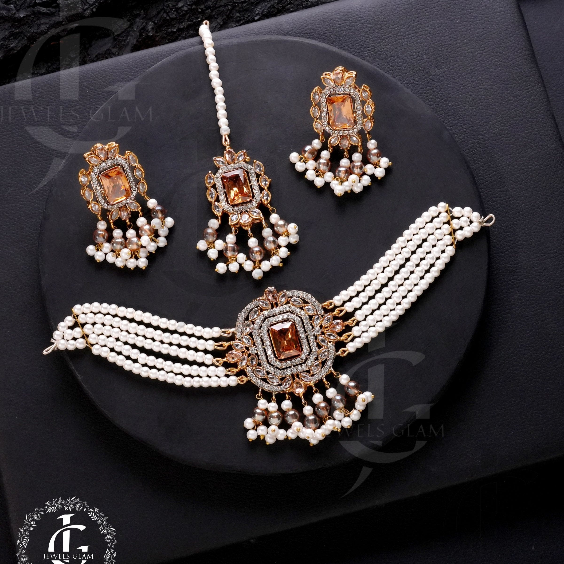 Black Onyx and Pearl Choker Set