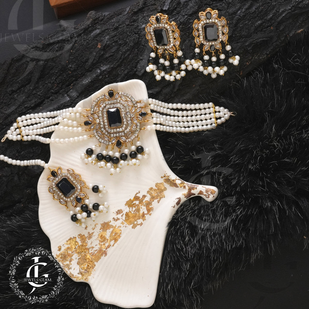 Black Onyx and Pearl Choker Set