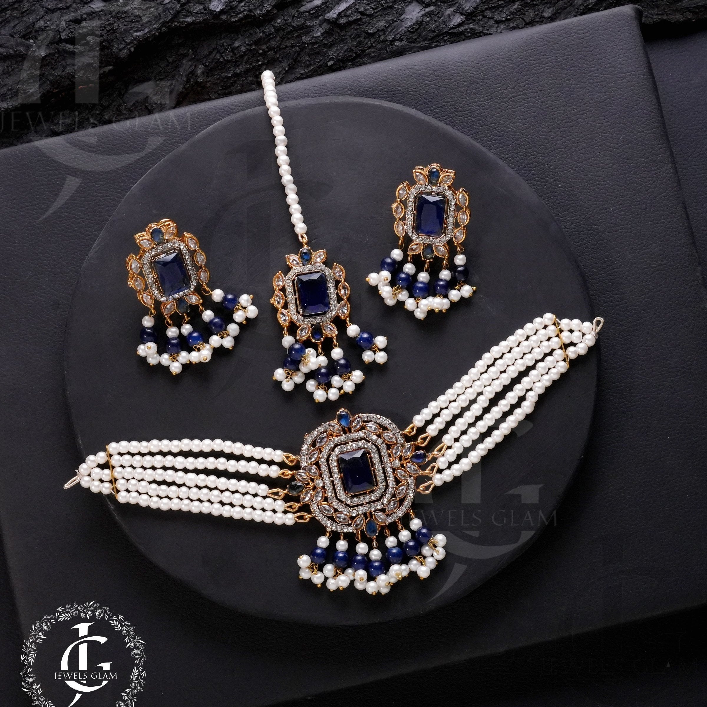 Black Onyx and Pearl Choker Set