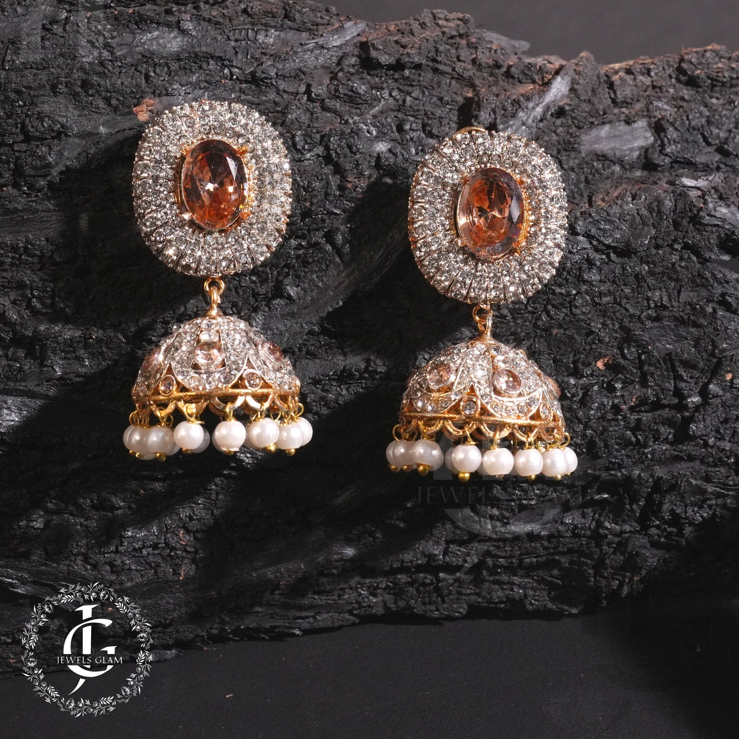 Brown Stone Jhumki