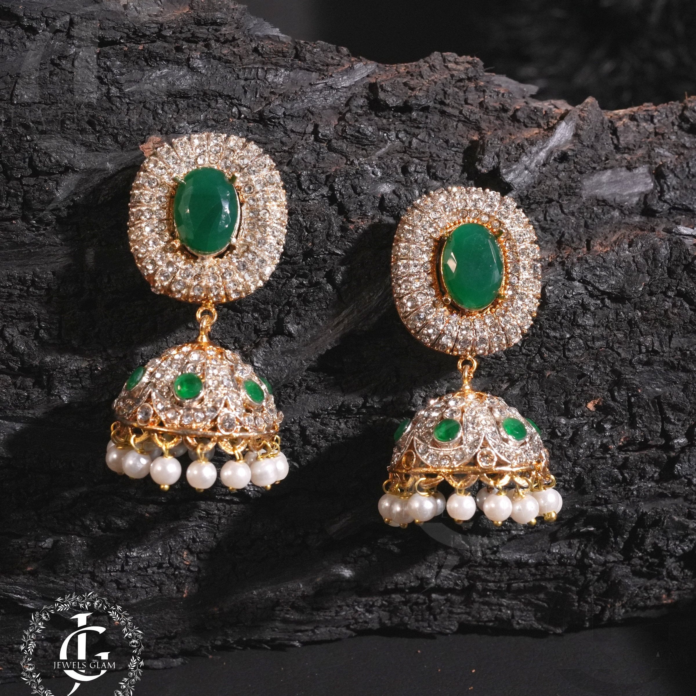 Green Stone Jhumki