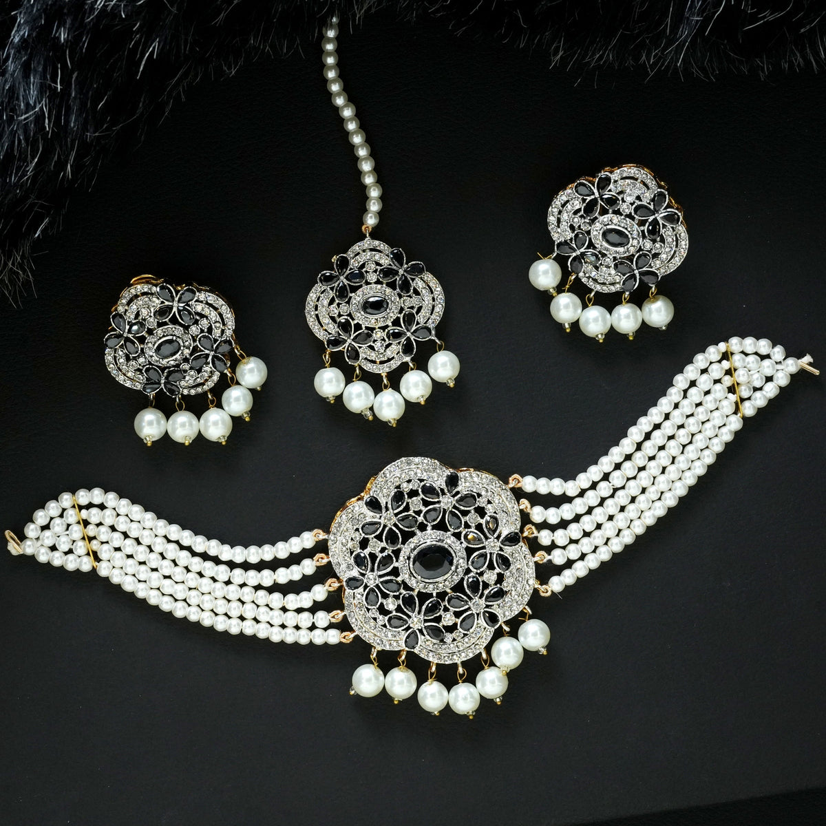 Midnight Pearl Elegance Jewelry Set