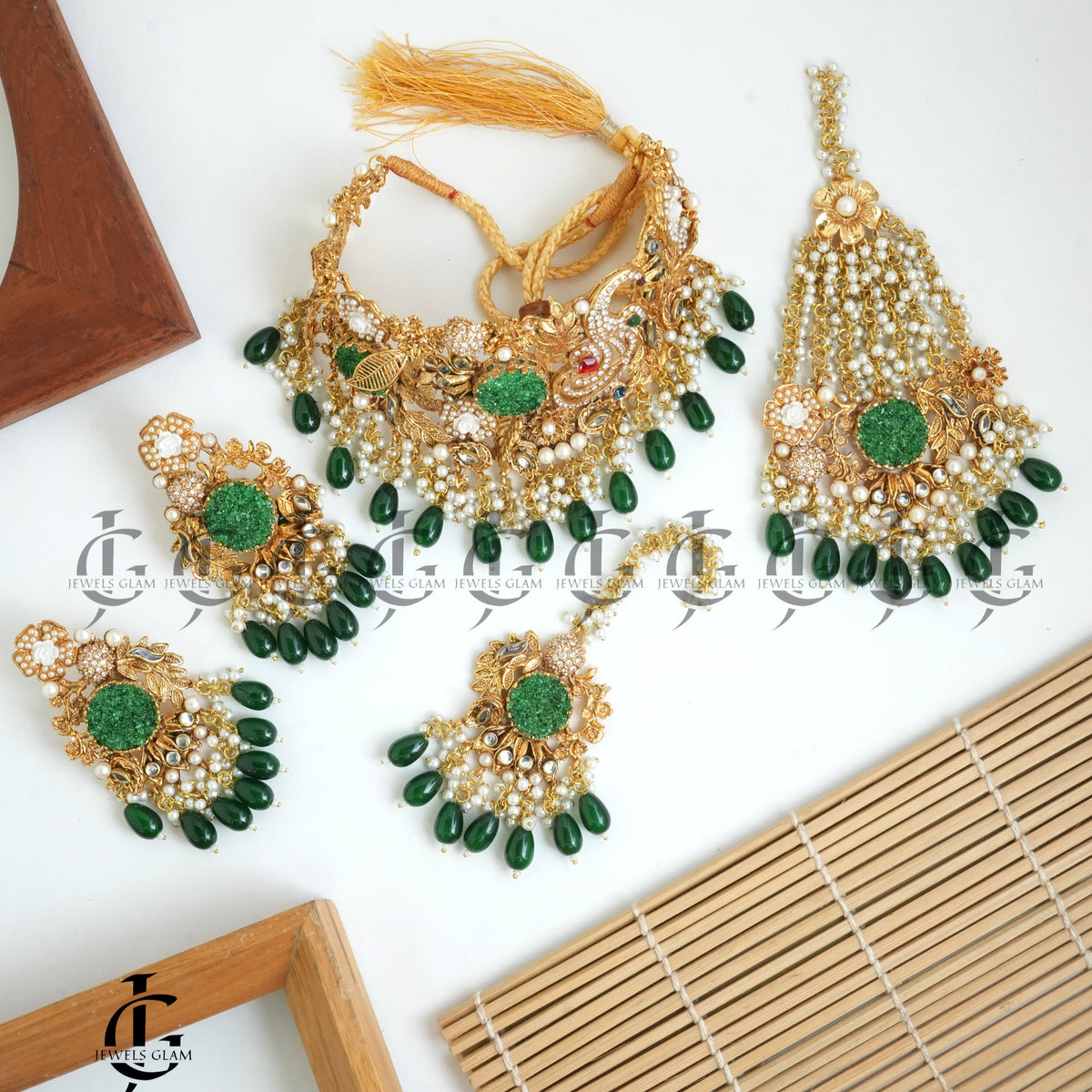 Emerald Grace Bridal Choker Jewelry Set