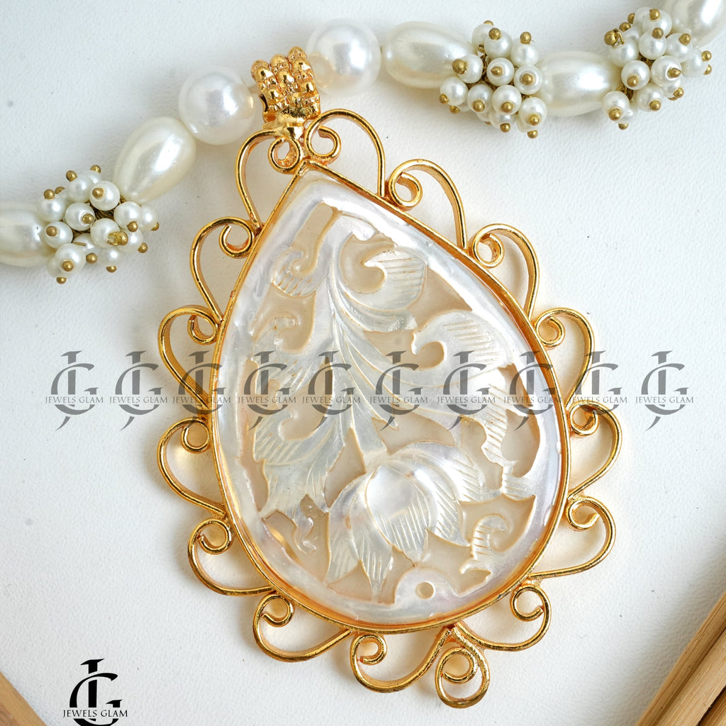 Ethereal Pearl Mala with Intricate Pendant