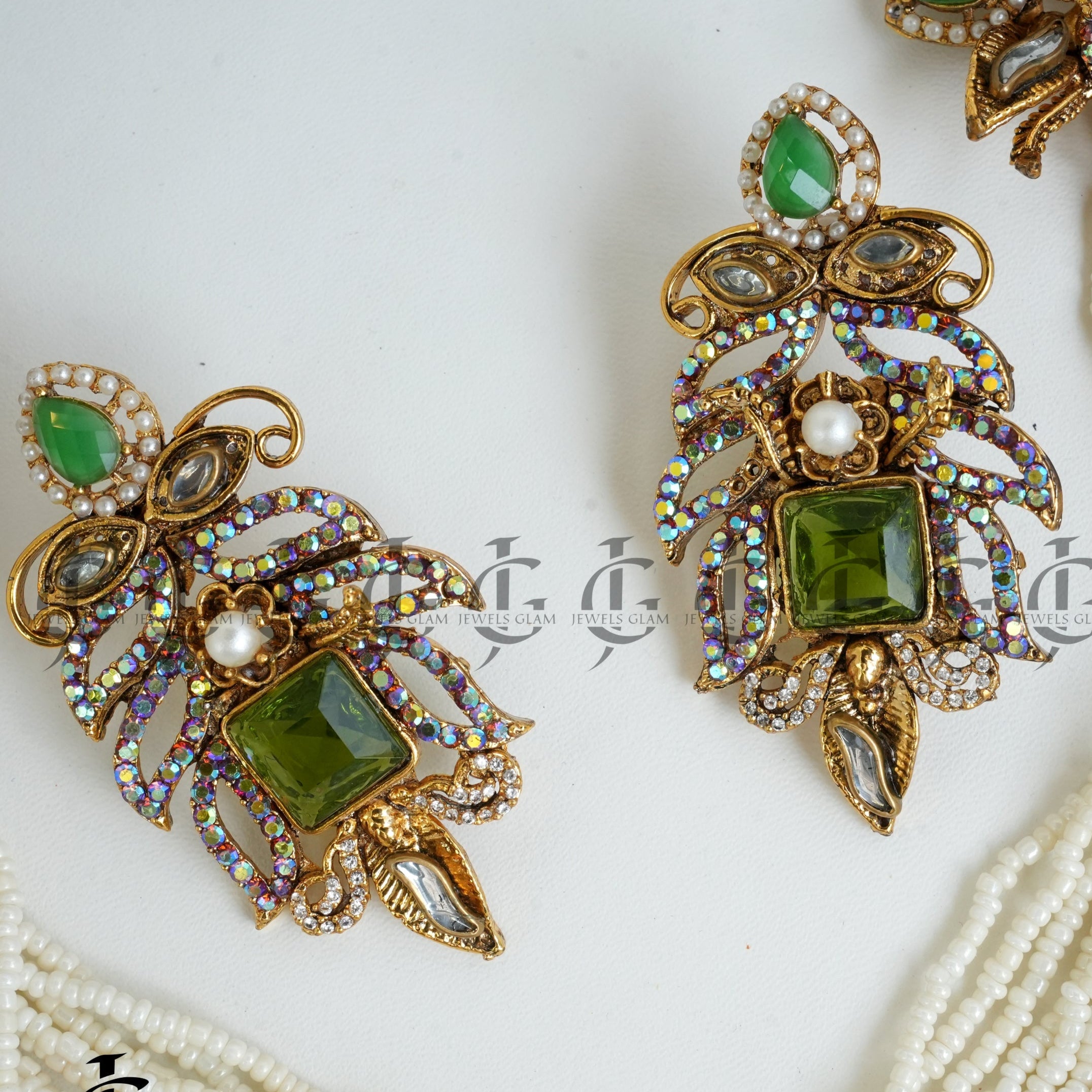 Enchanting Emerald Peacock Statement Earrings