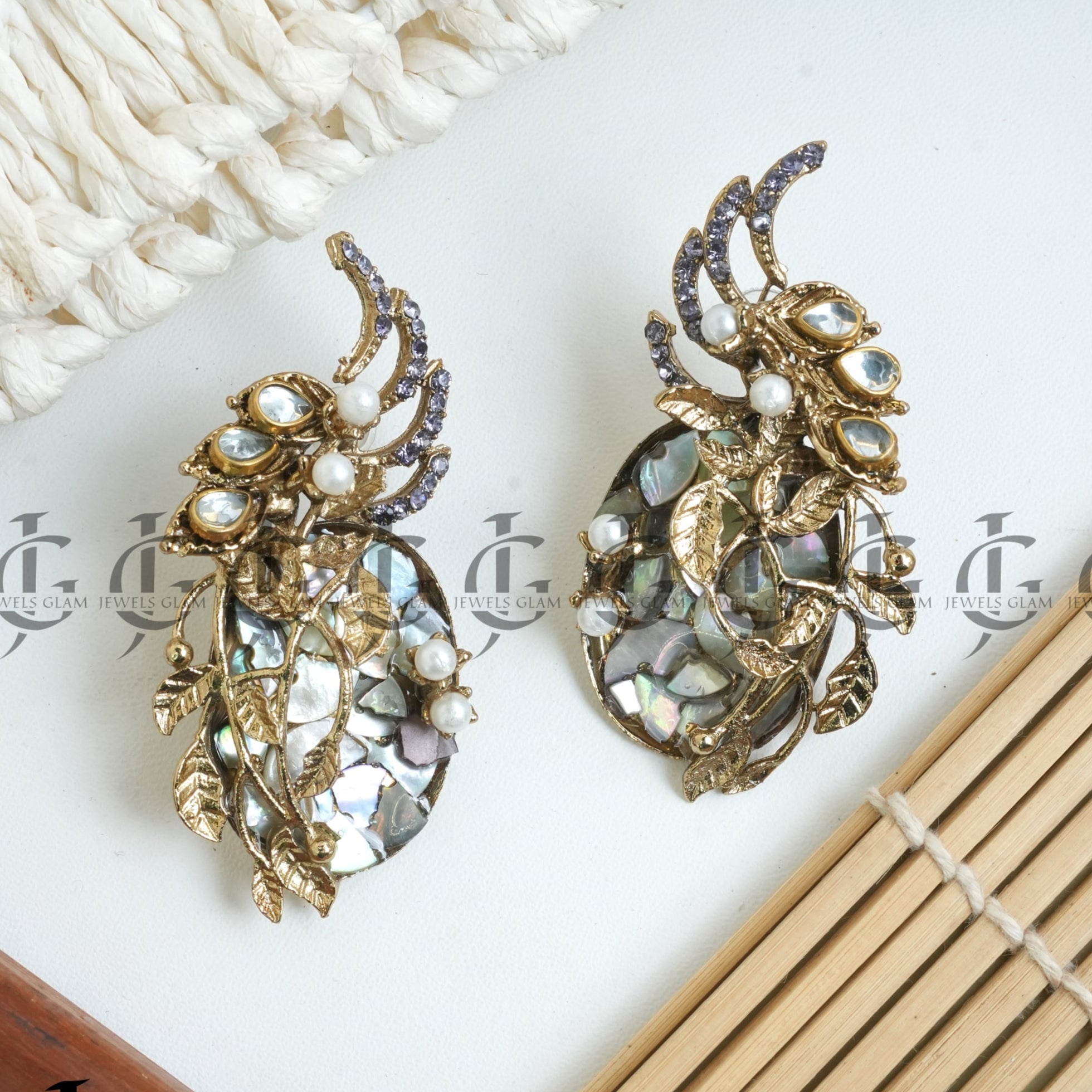 Opulent Mother-of-Pearl Floral Earrings