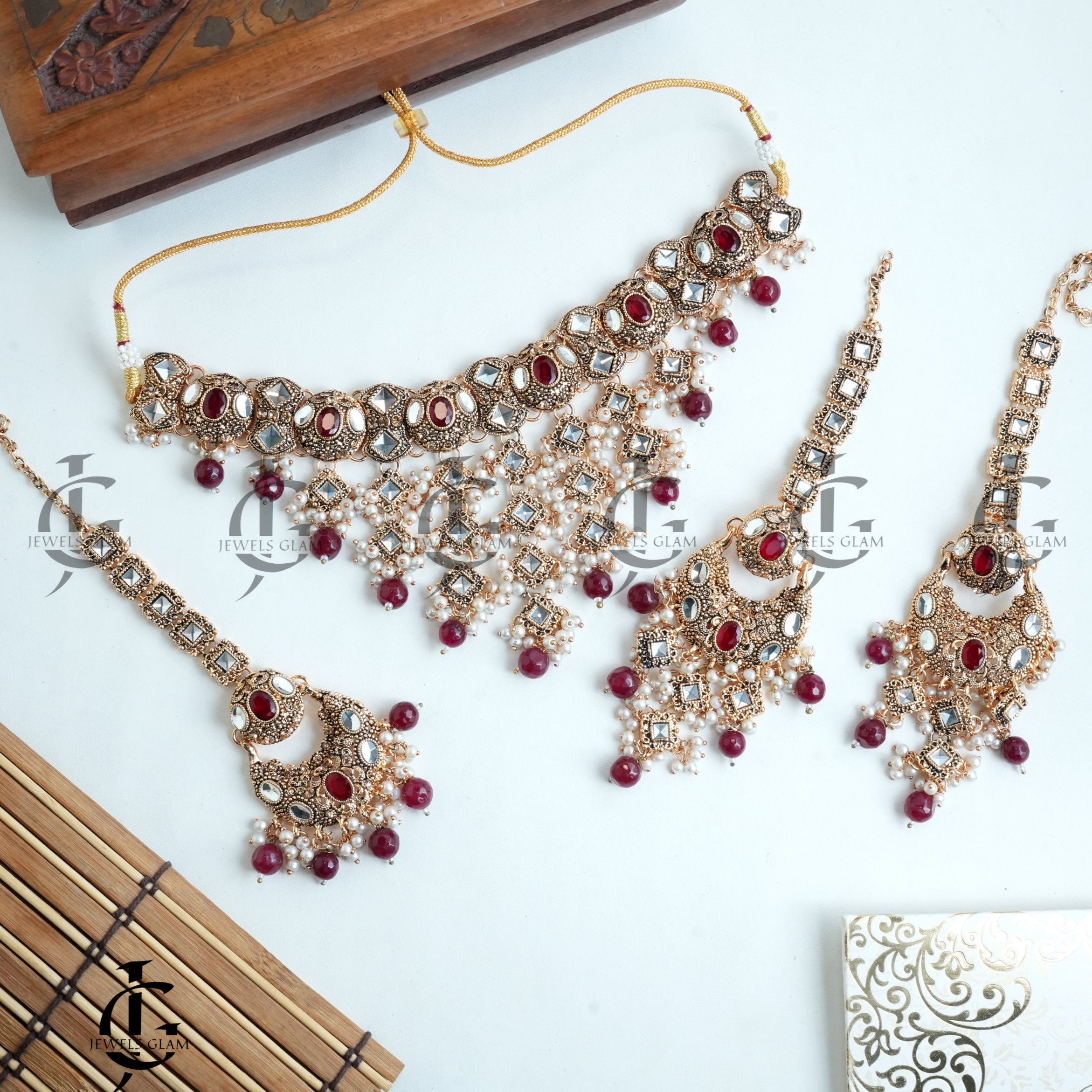 Ruby Elegance Bridal Chandbali Jewelry Set