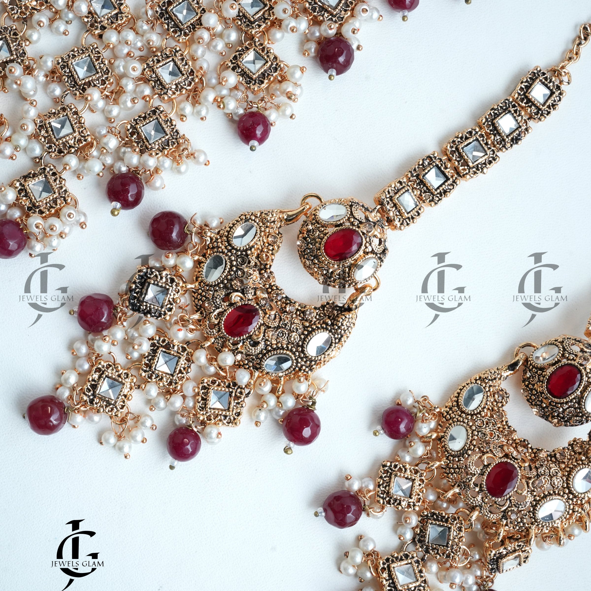 Ruby Elegance Bridal Chandbali Jewelry Set