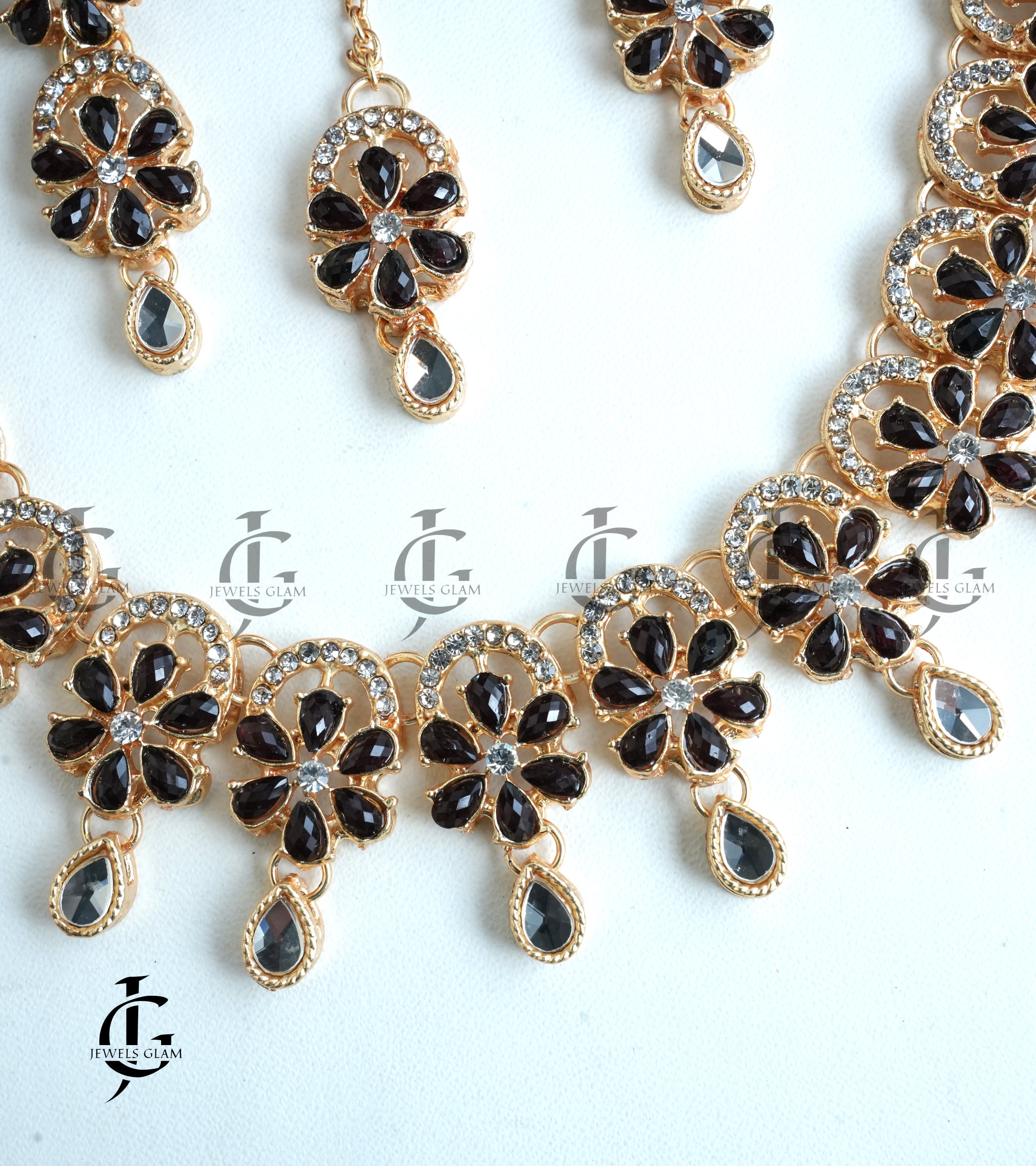 Midnight Bloom Crystal Necklace Set