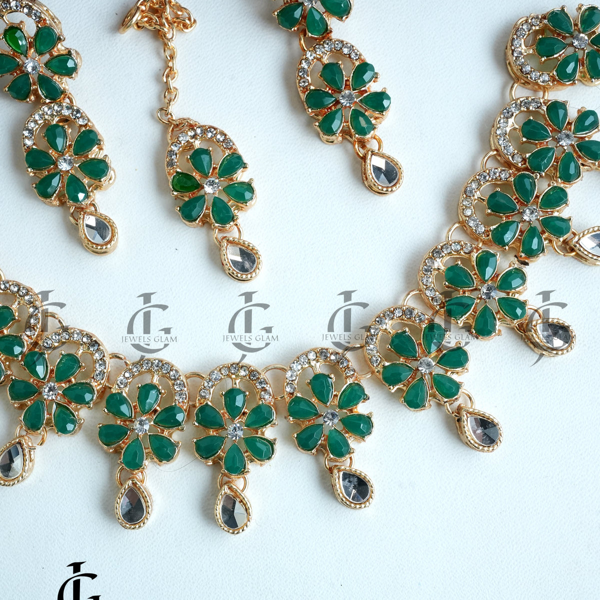 Crystal Petal Charm Necklace Set
