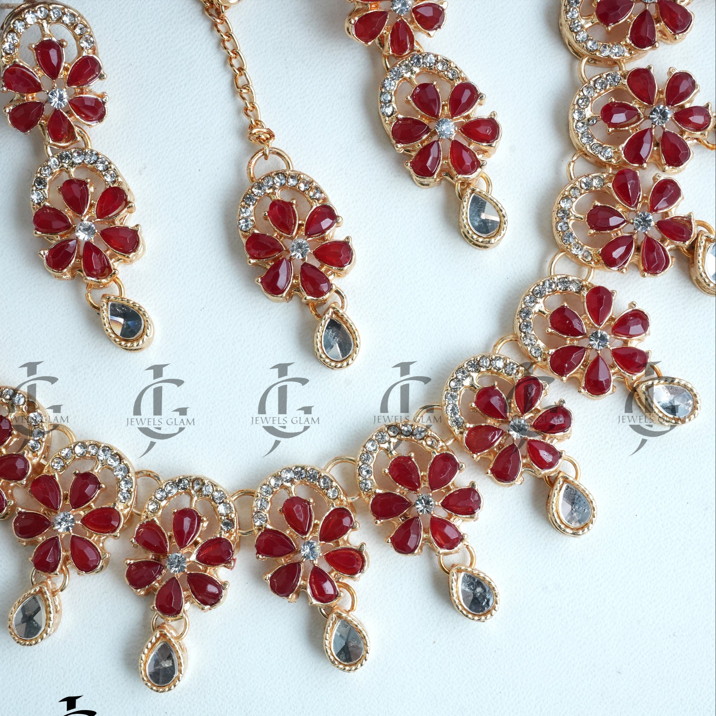Crystal Petal Charm Necklace Set