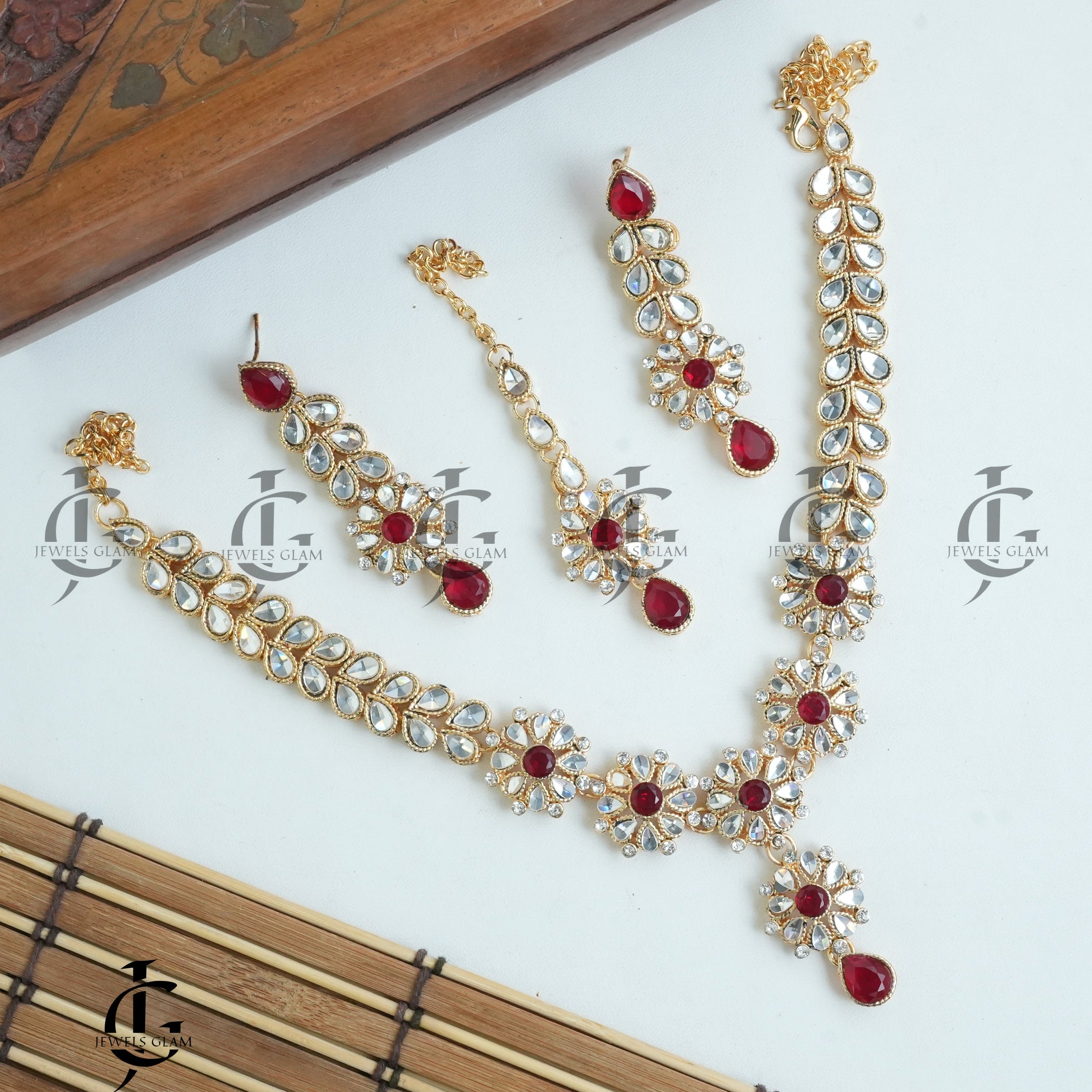 Ruby Radiance Kundan Jewelry Set