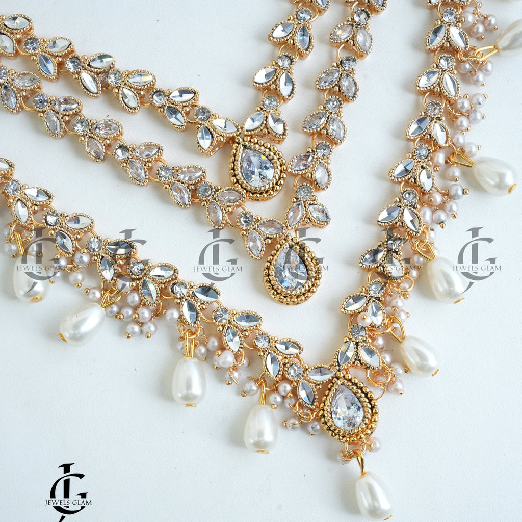 Elegant Multi-Layered Pearl Kundan Mala