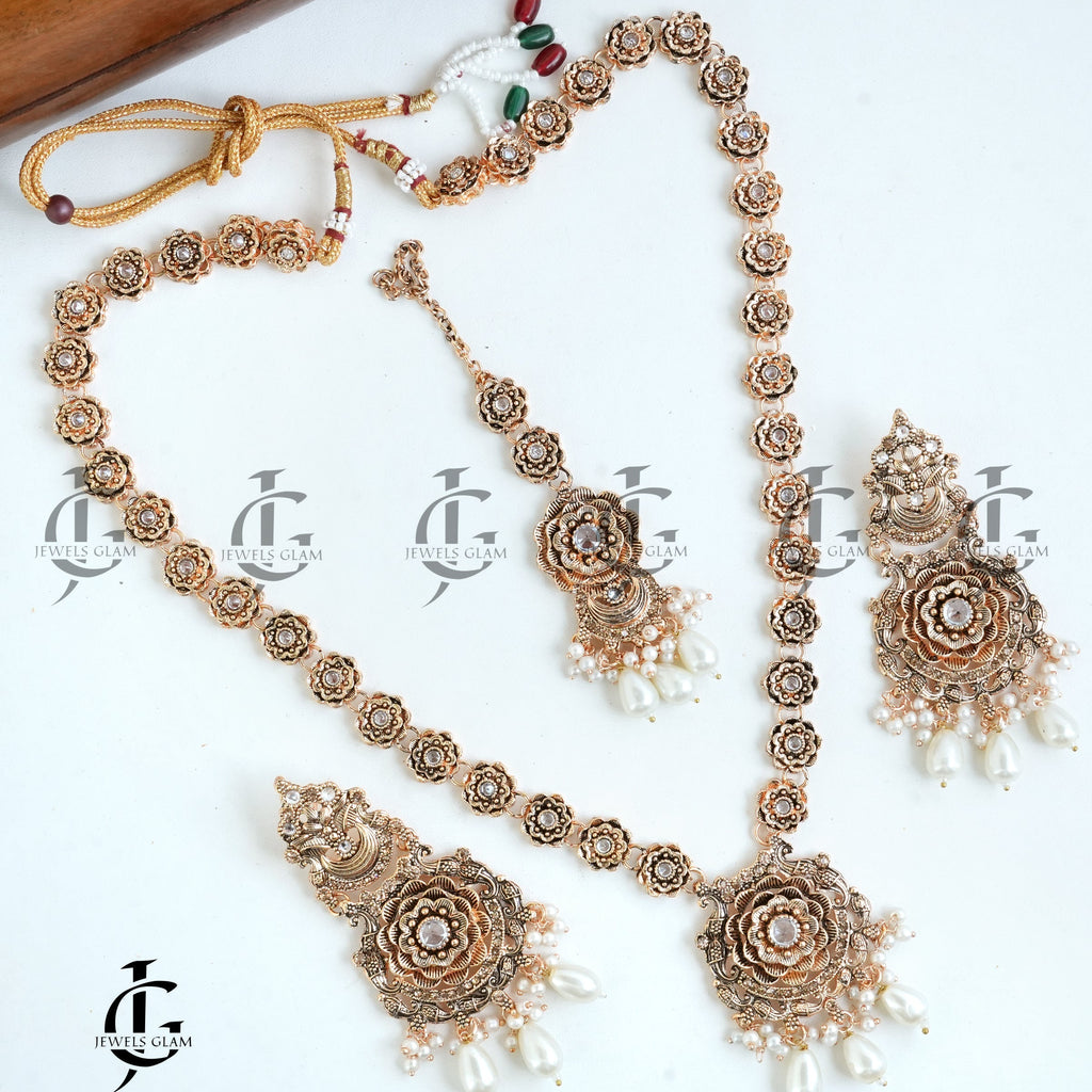 Floral Pearl Drop Mala Set
