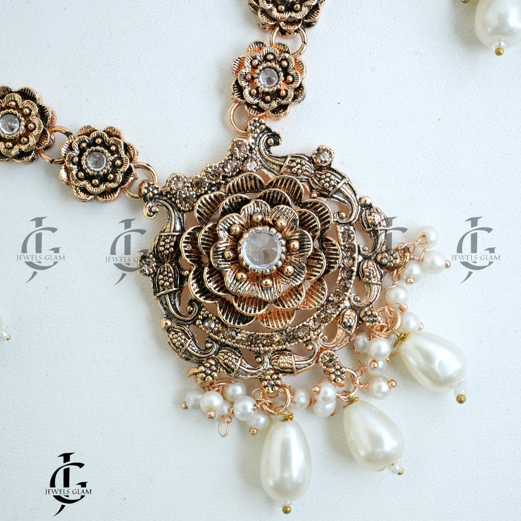 Floral Pearl Drop Mala Set