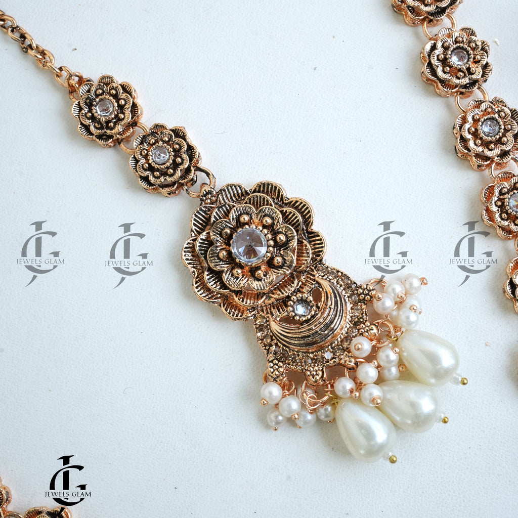Floral Pearl Drop Mala Set