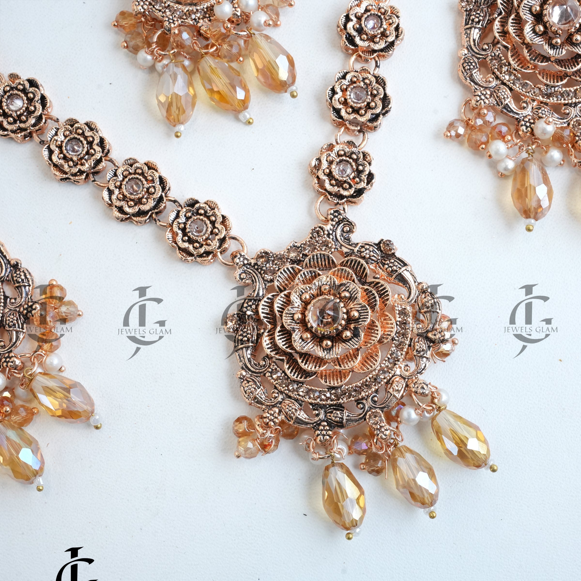 Floral Pearl Drop Mala Set
