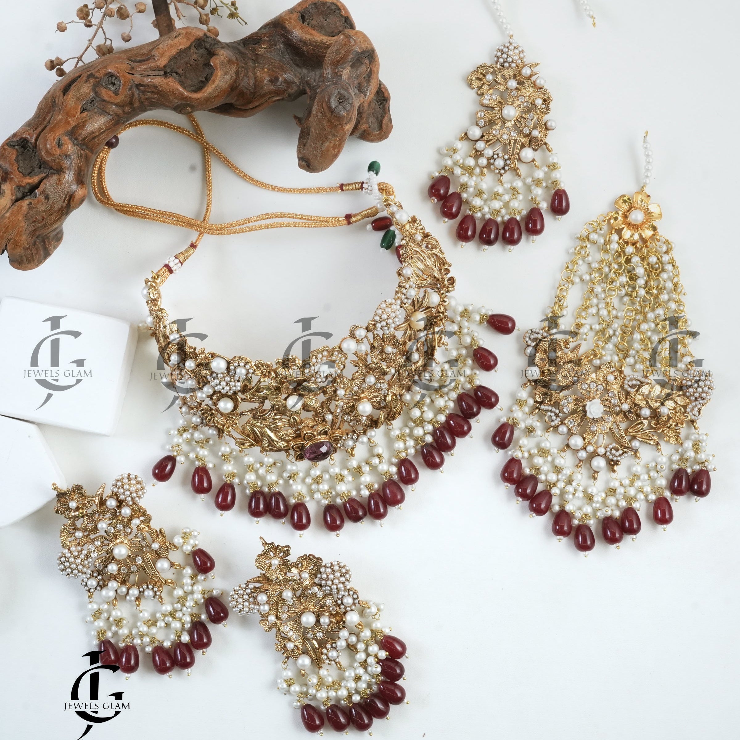 Red Bridal Collar Set
